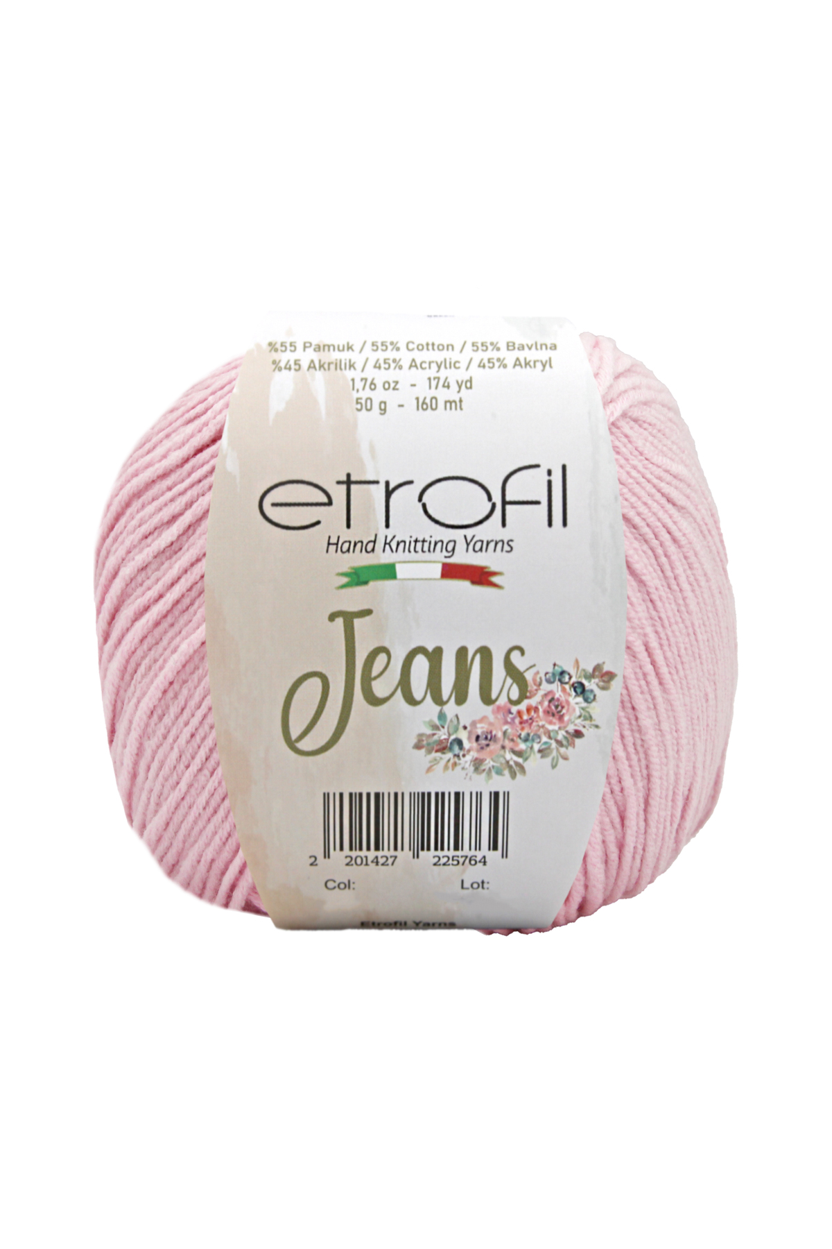 Jeans Knitting Yarn Light Pink 55% Cotton 45% Acrylic 50g 160m (033)