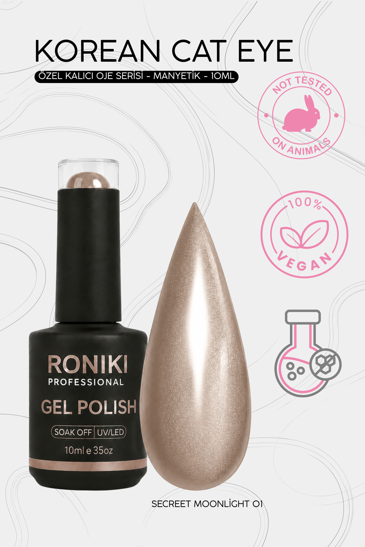 RONIKI Kalıcı Oje Korean Cat Eye - Kadife Kedi Gözü Secret
