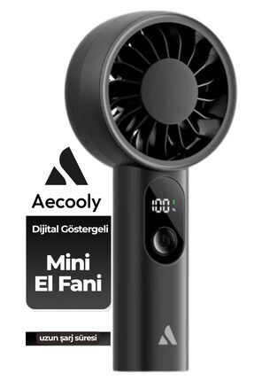 Aecooly PE01 El Fanı Dijital LED Göstergeli 5 Kademeli Portatif Soğutucu Siyah