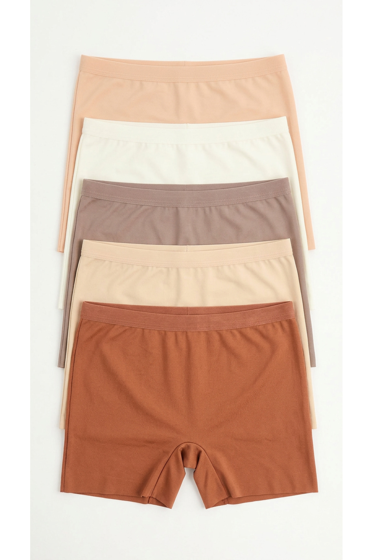 Women's Boxer High Waist Seamless Laser Cut Flexible Trace-Free 5-Pack Polyester CINNAMON