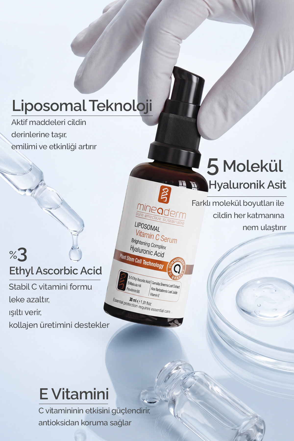 Liposomal C Vitamini Serumu – Leke Karşıtı & Aydınlatıcı Yüz Serumu 30 ml — MİN5087 — تصویر 5 از 8