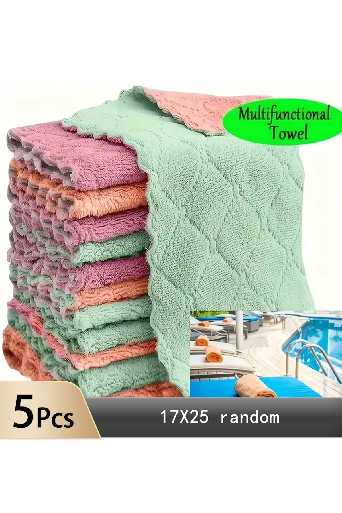 Choice 5pcs 17X25 random Ultra-fine Fiber Kitchen Towels, Light Gray, Absorbe...