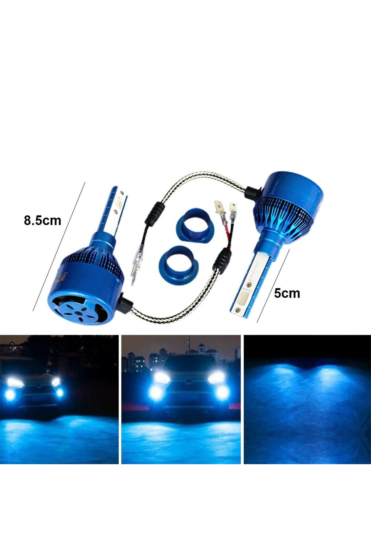 autogp H1 led xenon far aydınlatma seti şimşek etkili deli mavi