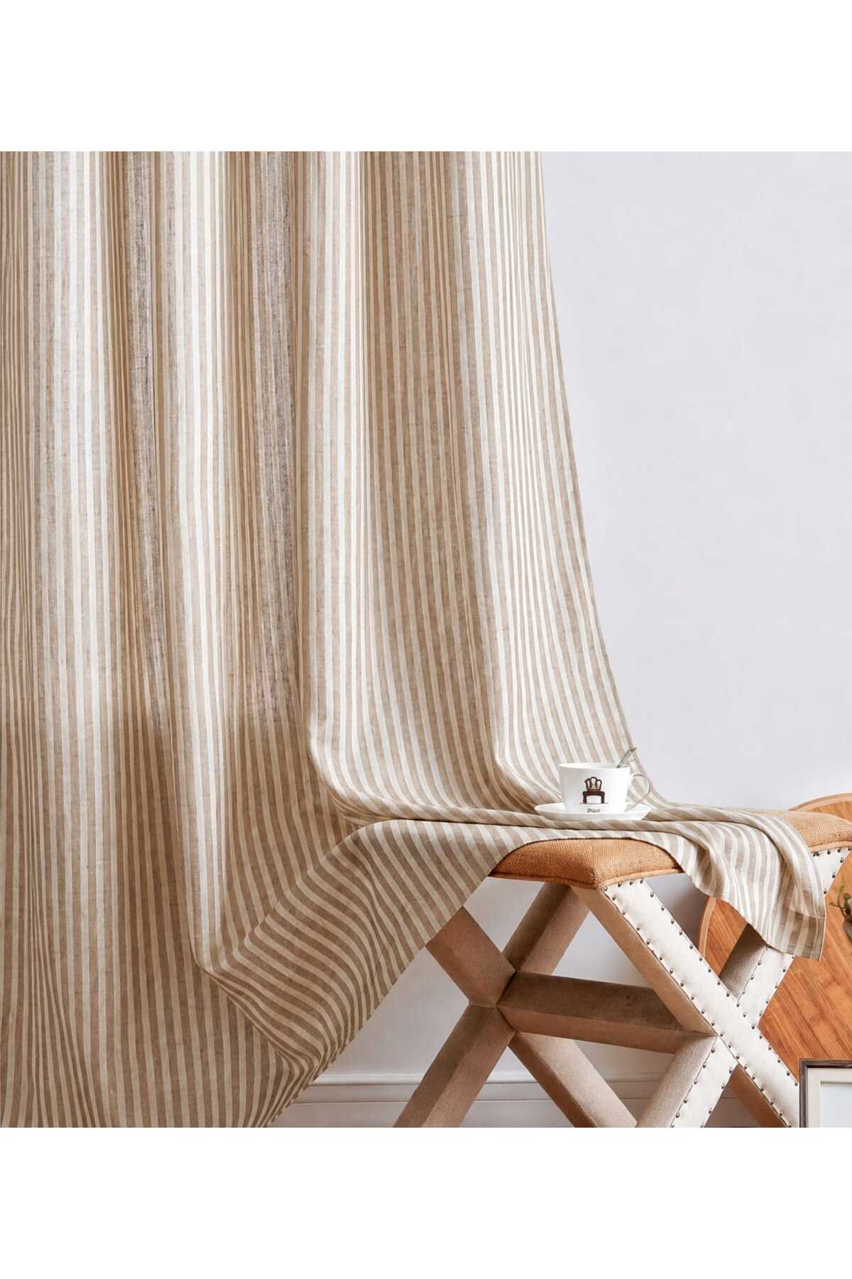 Natural Vintage Linen Curtain (WIDTH X LENGTH) - Single Wing - Without Piles