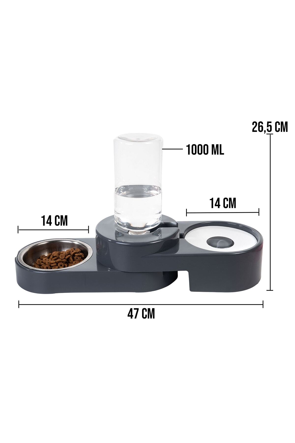 ست ظرف غذا و آب کربن استیل با مخزن قابل تنظیم برای گربه و سگ 1000ml