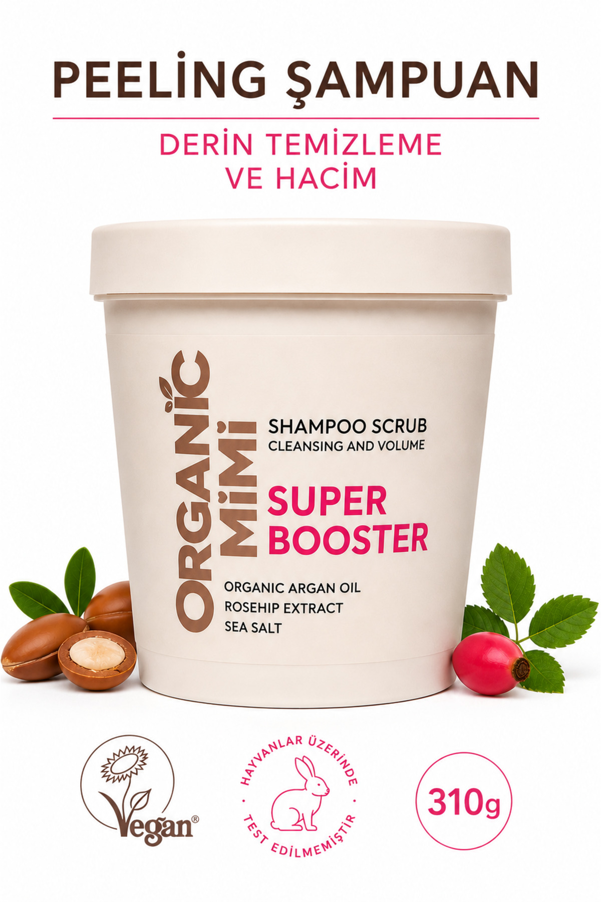 ORGANİC MİMİ Peeling Şampuanı Deniz Tuzu ve Argan Yağlı Arındırıcı 310 g — 8606032062942