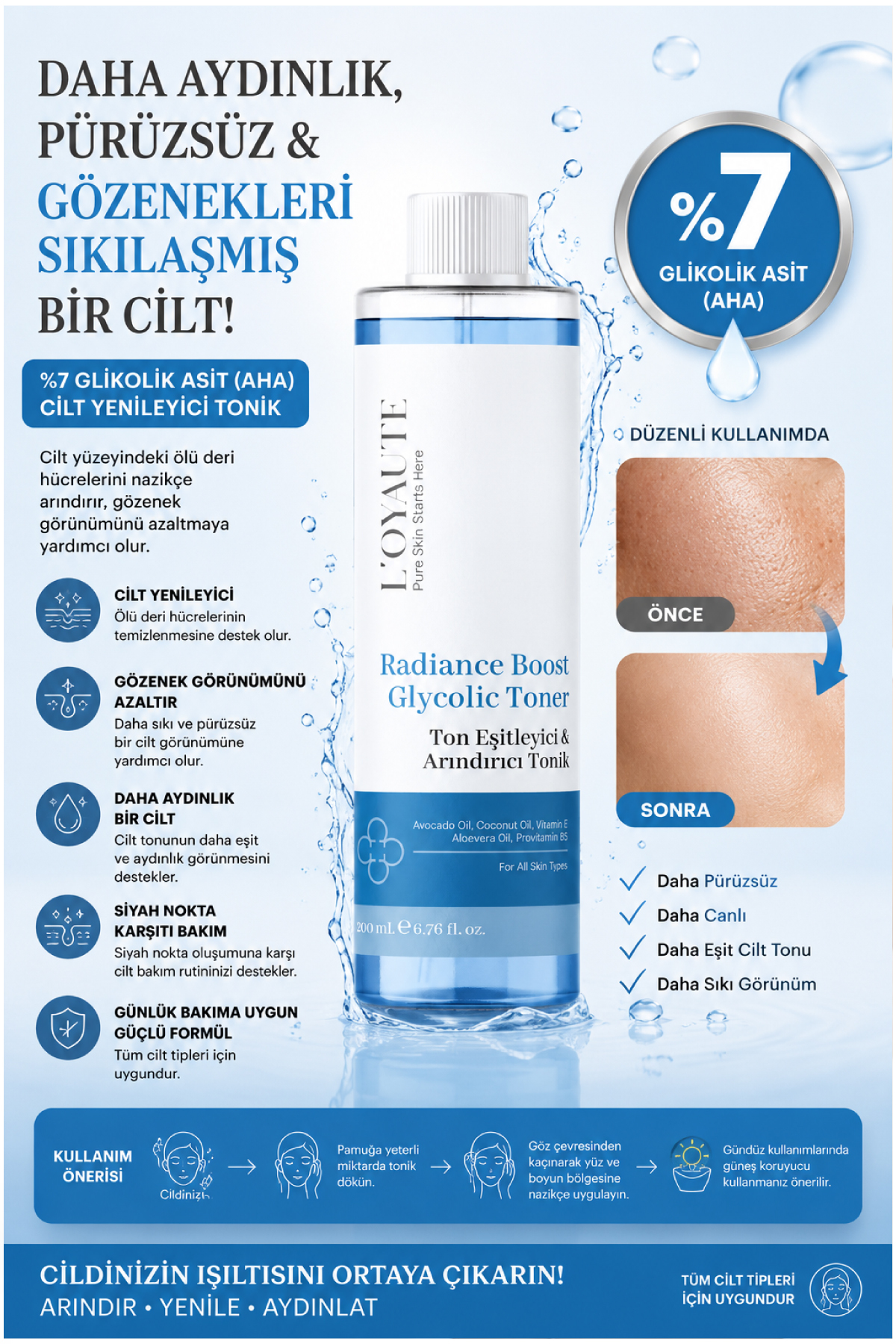 Glikolik Asit Arındırıcı & Gözenek Sıkılaştırıcı Tonik 200 ml — LGAT2606 — تصویر 2 از 5