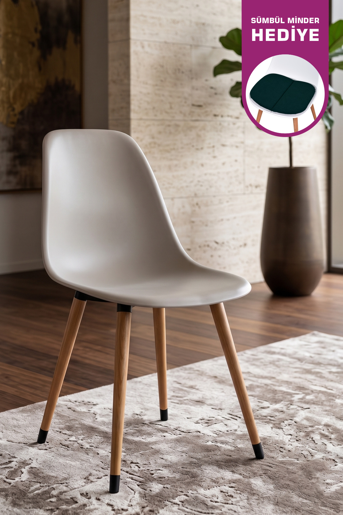 Eames Natural Wooden Leg Plastic Grey Chair