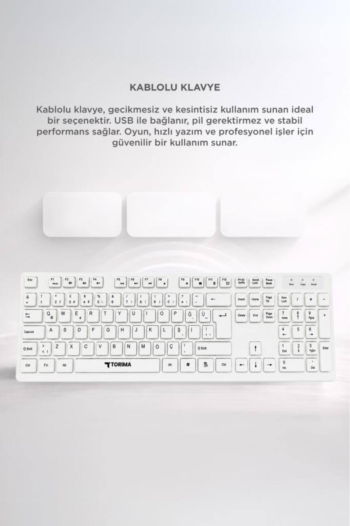 کیبورد کابلی Q کامپیوتر اداری TK02 سفید