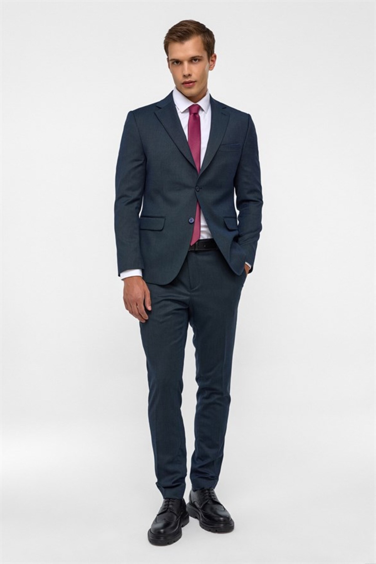 SÜVARİ Lacivert Slim Mono Yaka 6 Drop Takım Elbise