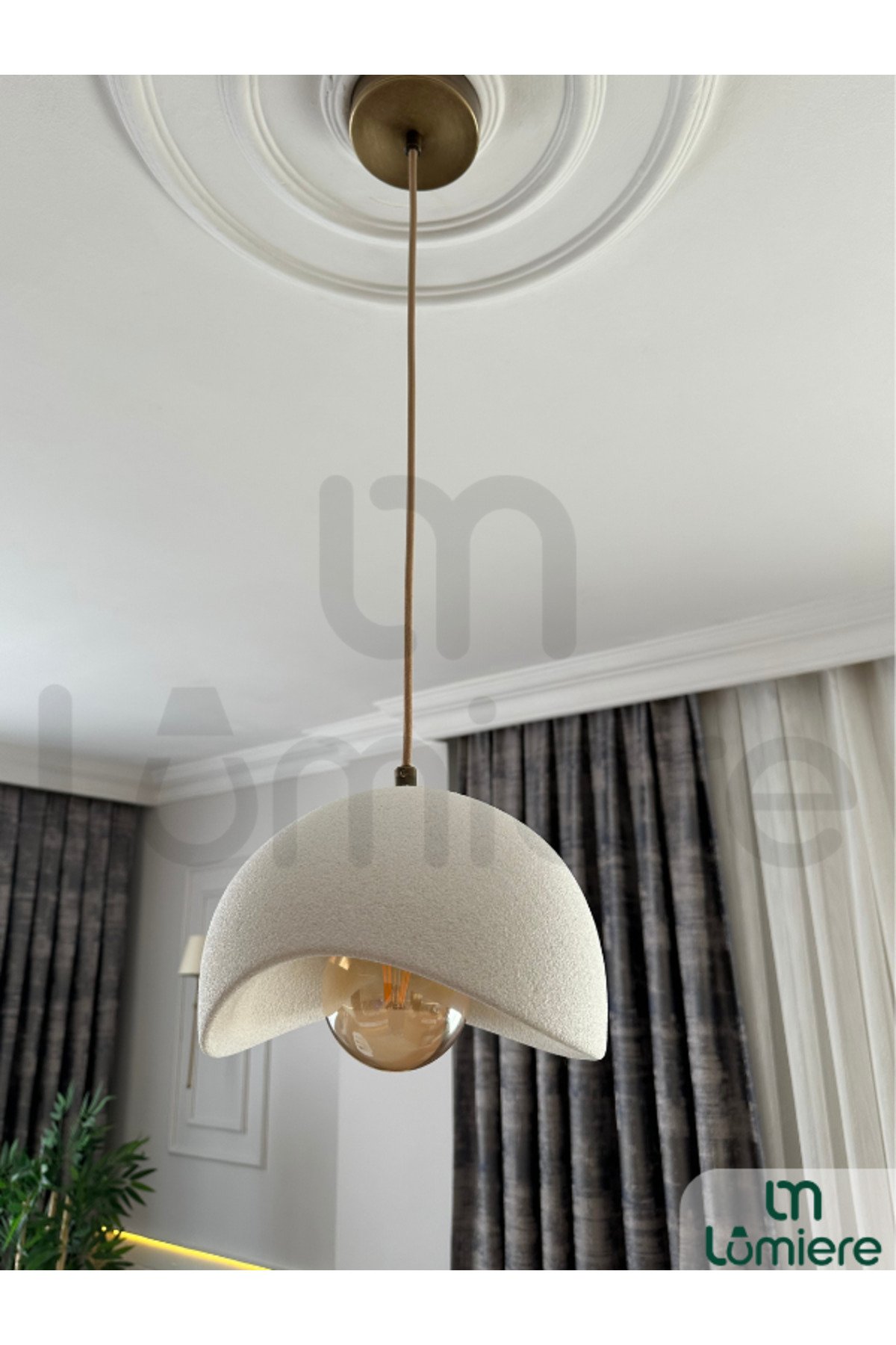 Scandinavian &Bohemian Single Pendant with Concrete Look –Professional Design, Includes Daylight Bulb
