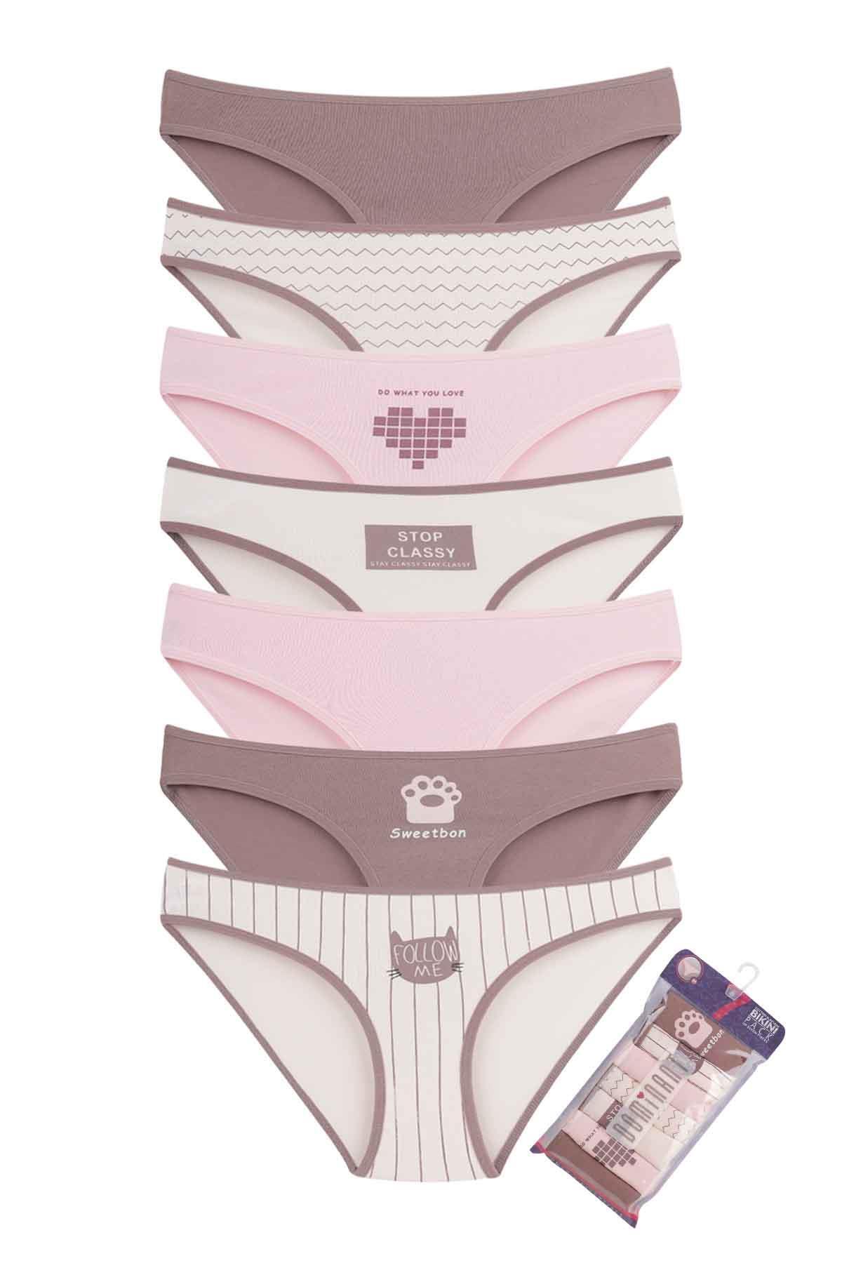 Dominant Kadın Çamaşır Pamuklu Renkli BİKİNİ Külot 7'li Paket