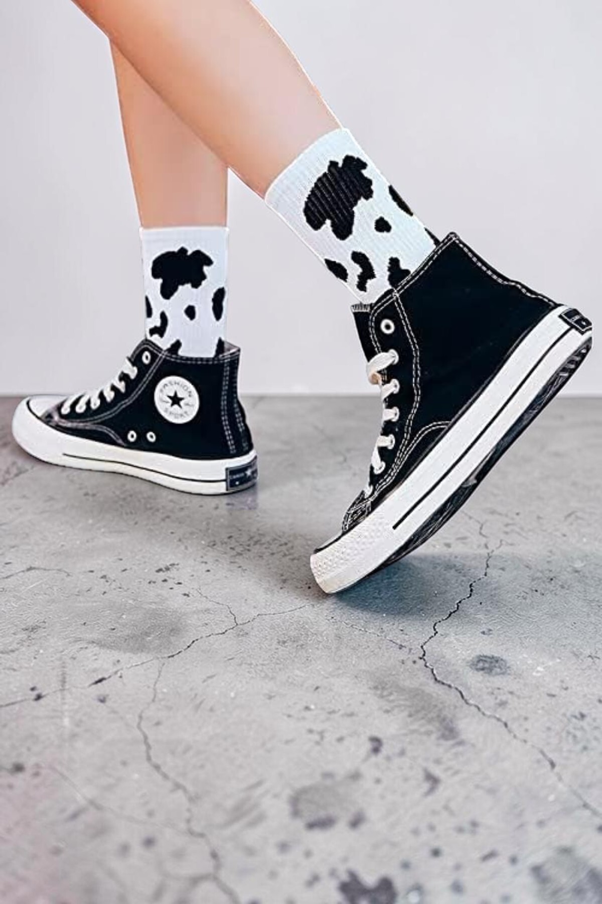 Esinti 5 Çift Unisex Dalmaçya Desenli Siyah Beyaz Renkli Uzun Soket Çorap Seti 5 Adet görsel 3