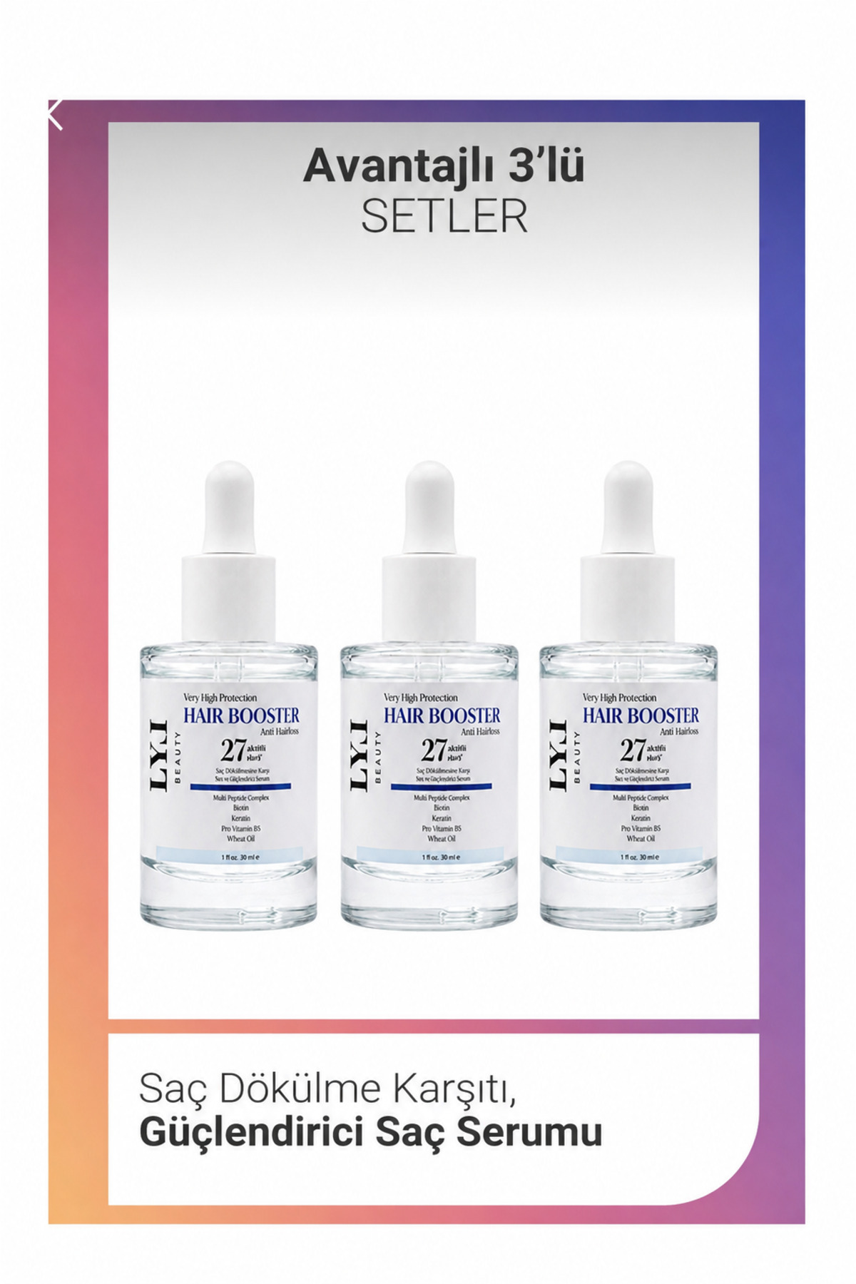 LYL BEAUTY سرم تقویت کننده مو ۲۷ عددی اکتیو اینتنسیو ضد ریزش مو، بسته ۳ عددی — ۱۴ عددی