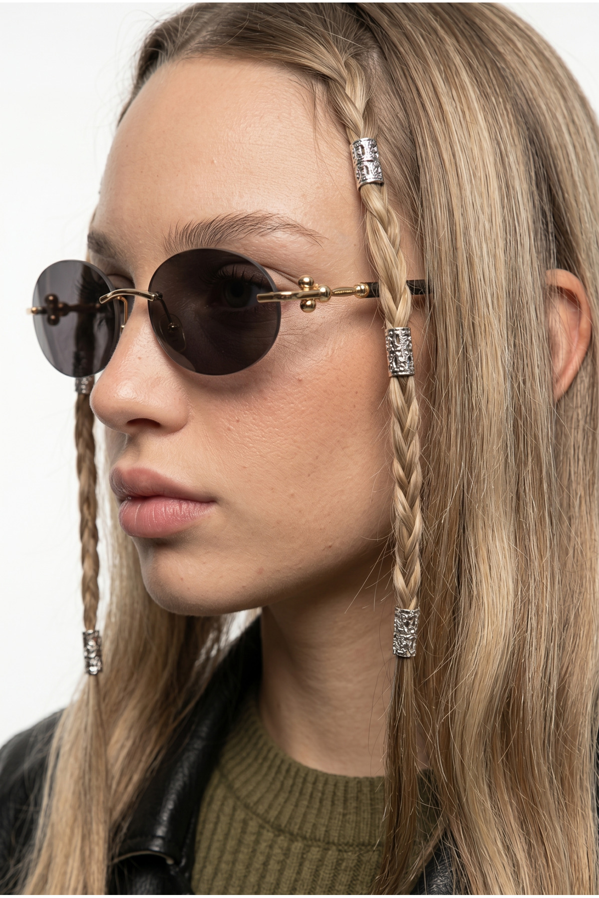 Houseofeyeris ELVA RIMLESS Oval Güneş Gözlüğü, UV400 Korumalı, Gold Metal Detaylı, Hafif Şık Kadın Stili görsel 2