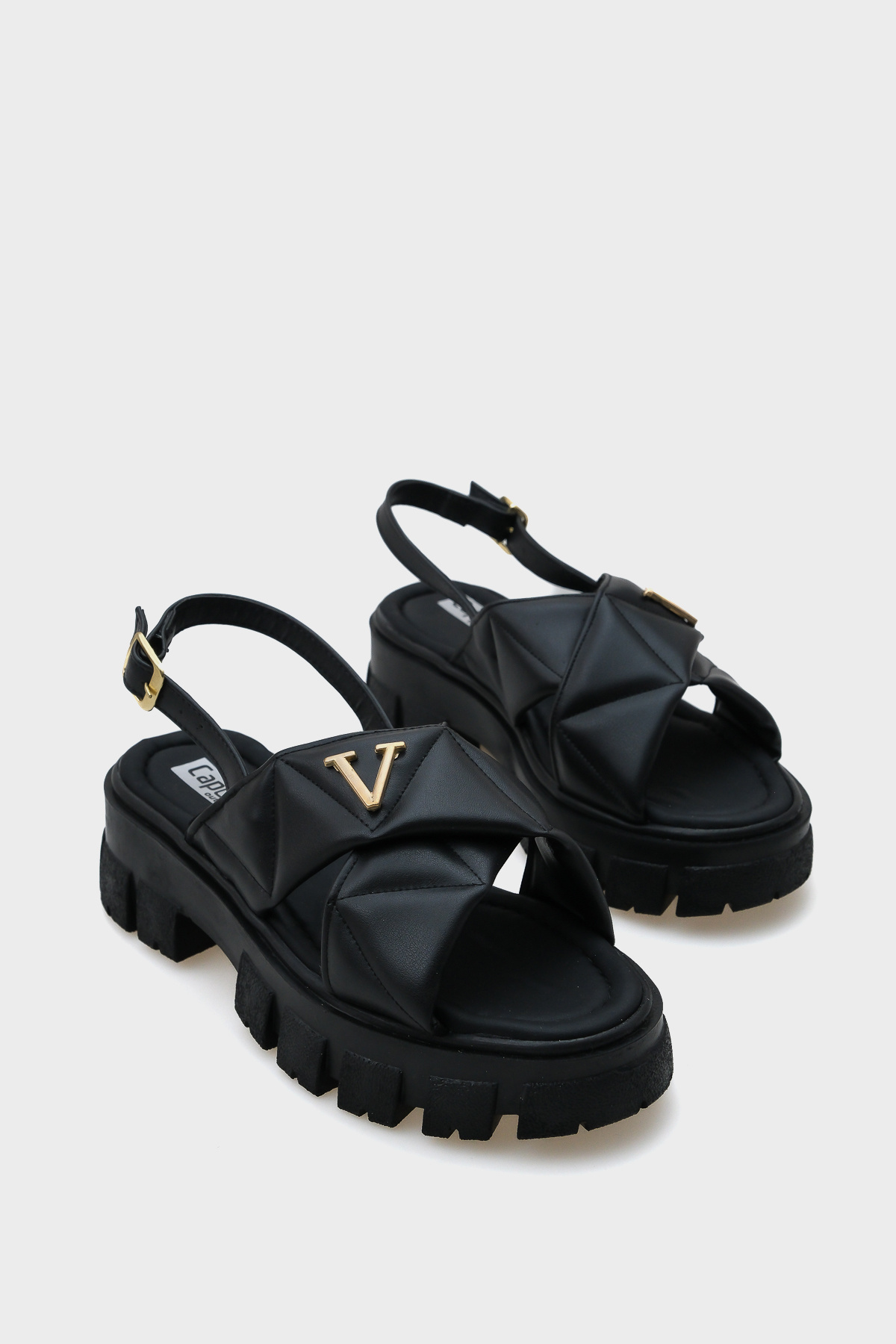 Capone Outfitters Chiquita Damen-Sandalen mit dickem Sohlen-Knöchelriemen und...