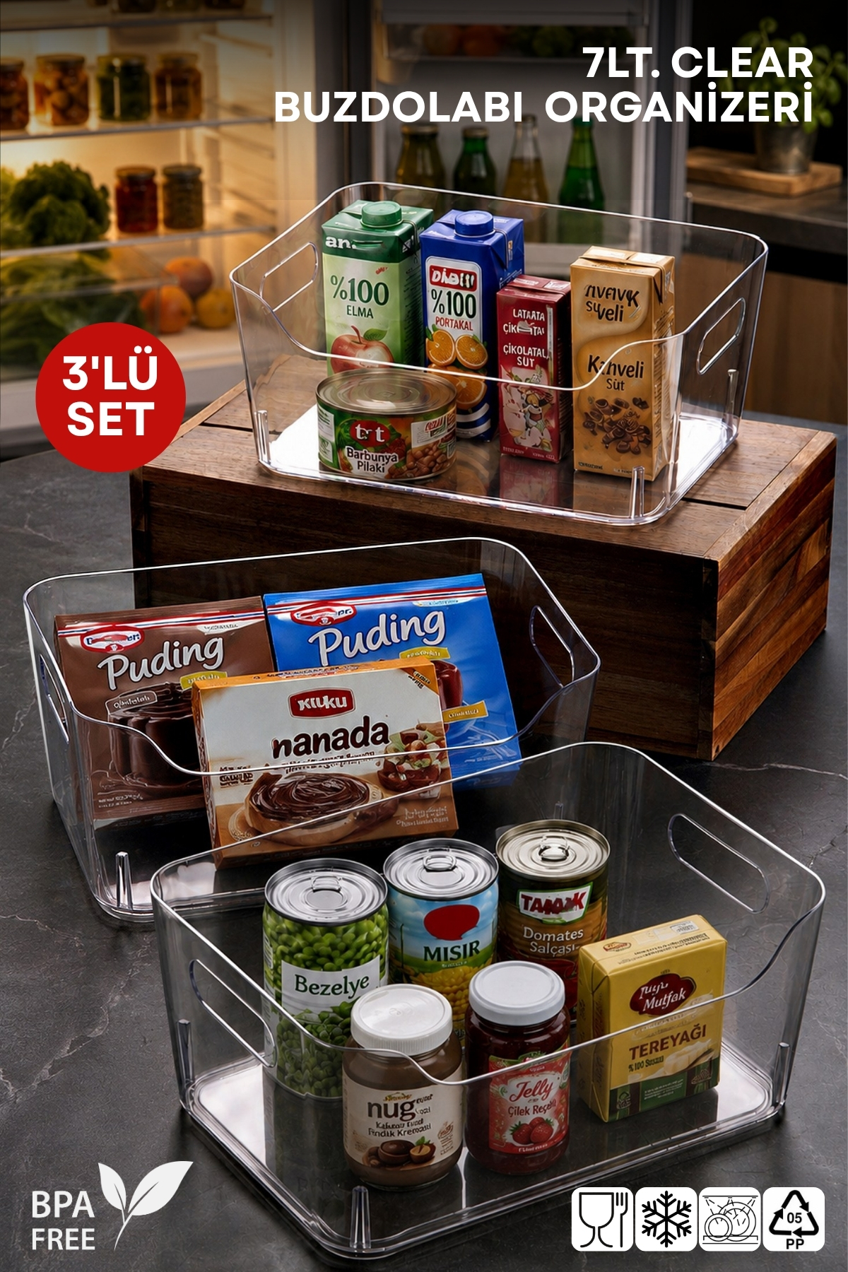 Nandy Home 7 Lt Clear Buzdolabı & Dolap Içi Düzenleyici Organizer