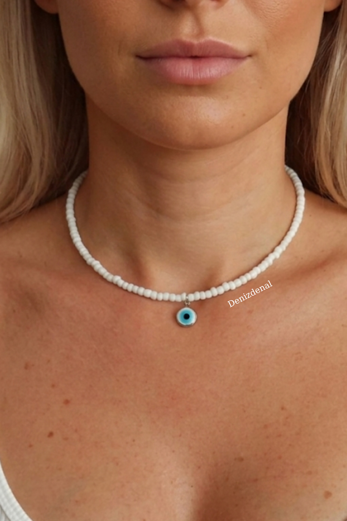 White Sand Necklace Glass Charm