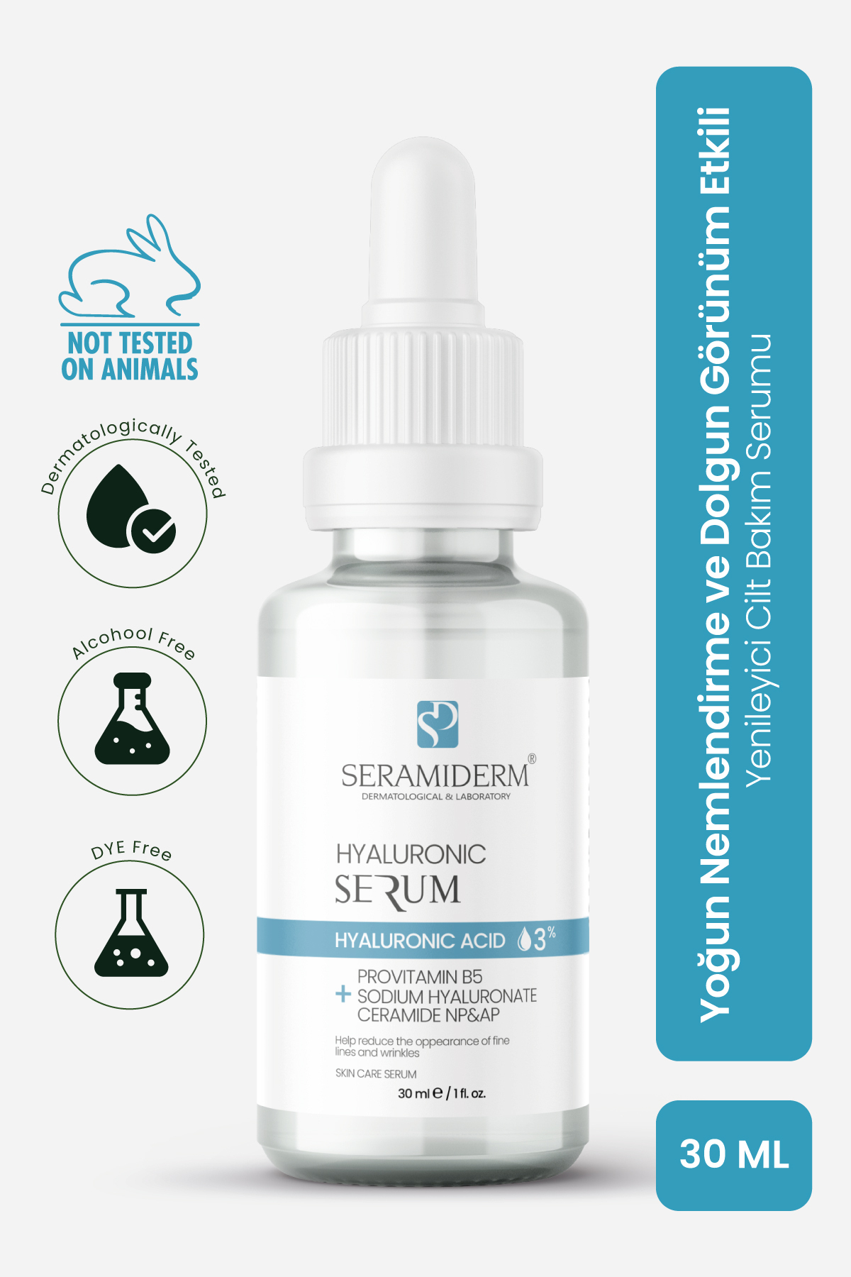 SERAMİDERM Dermatological & Laboratory Yoğun Nemlendirme ve Dolgun Görünüm Etkili, Yenileyici Hyalüronik Asit Cilt Serumu 30ml — SR0004