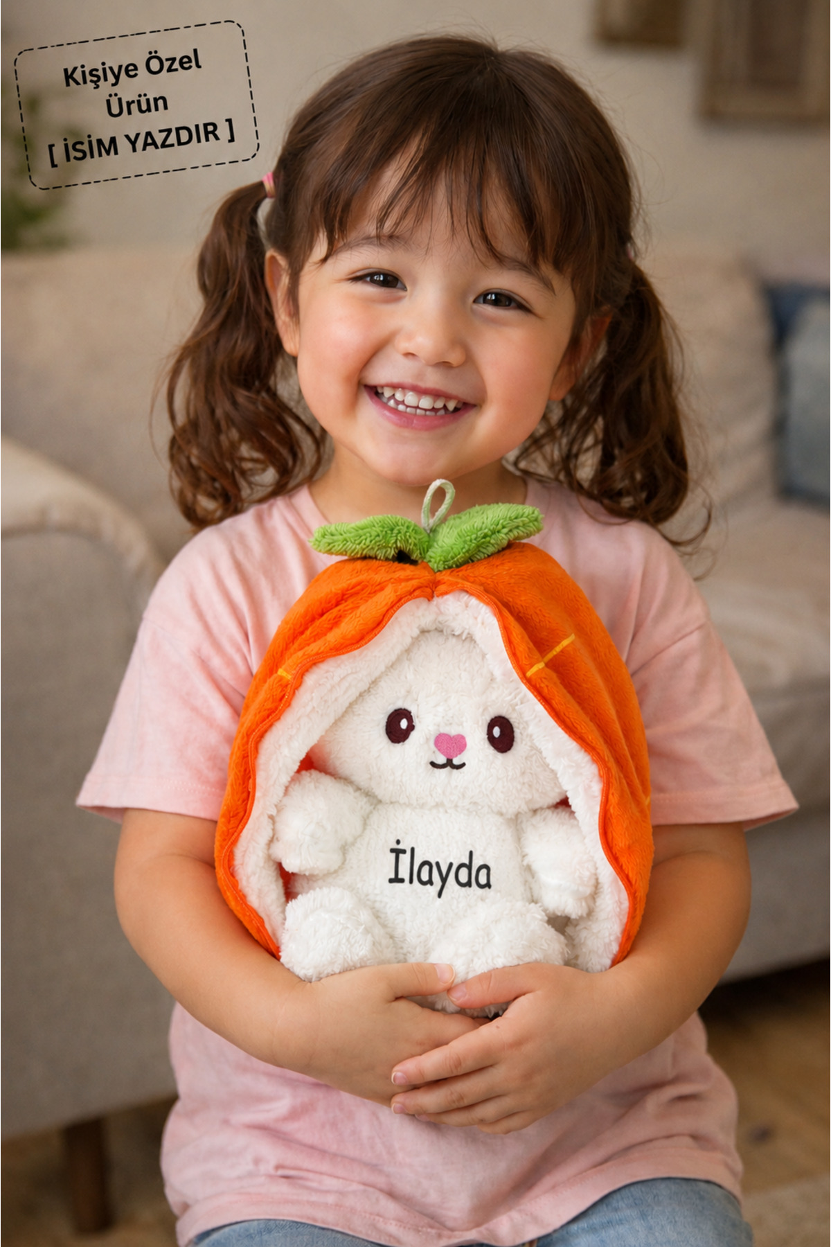 Özgüneroyuncak.KK Rabbit with Carrot Bag 50 cm