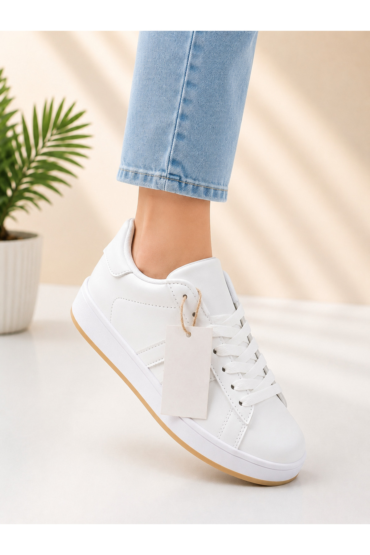 Snekaers Unisex Günlük Sneaker Spor Ayakkabı, Bağcıklı Cmps Rahat Casual Tasarım görsel 2