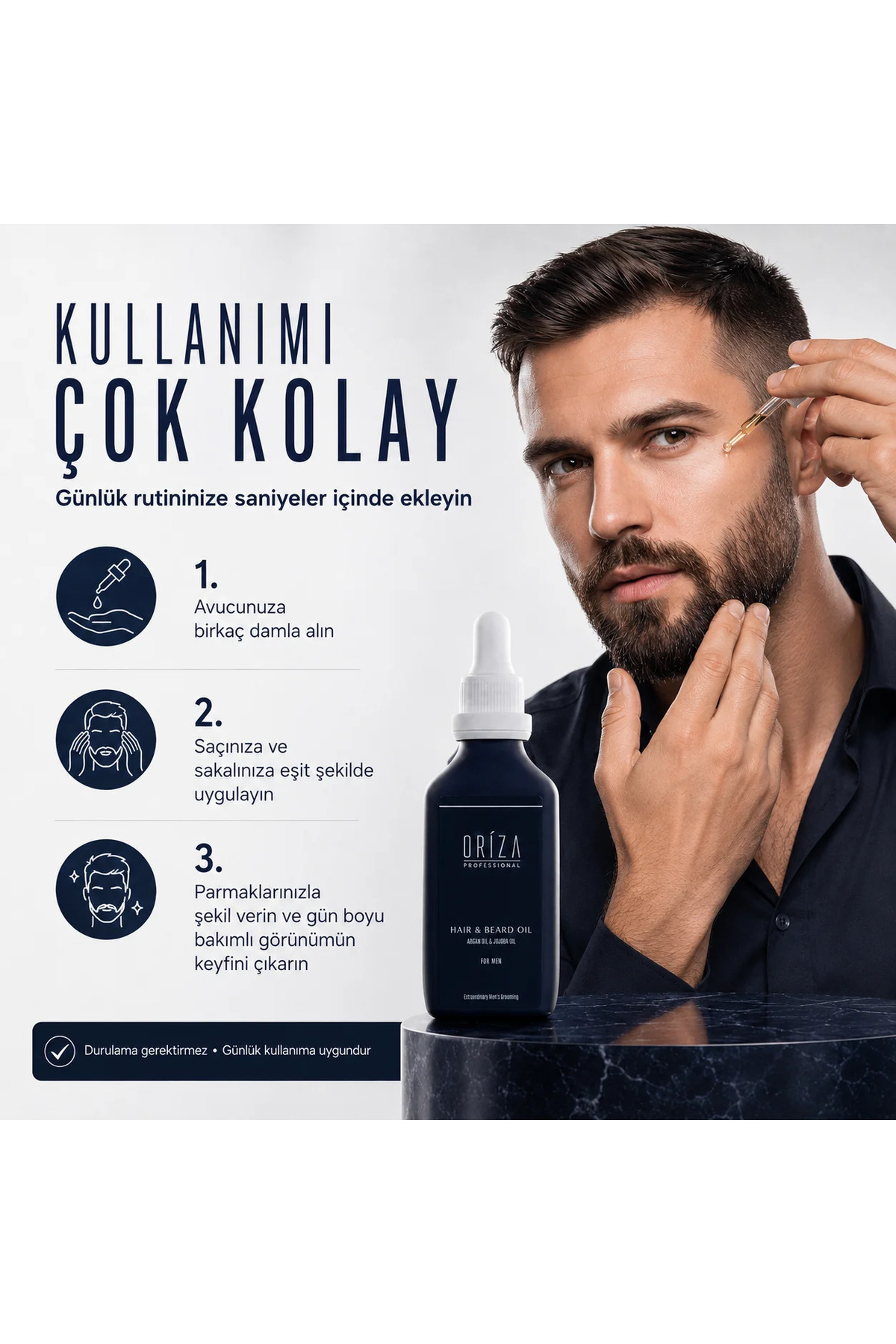روغن مو و ریش آقایان | مغذی، تقویت کننده و براق کننده — ORZ-MEN-OIL — تصویر 5 از 6