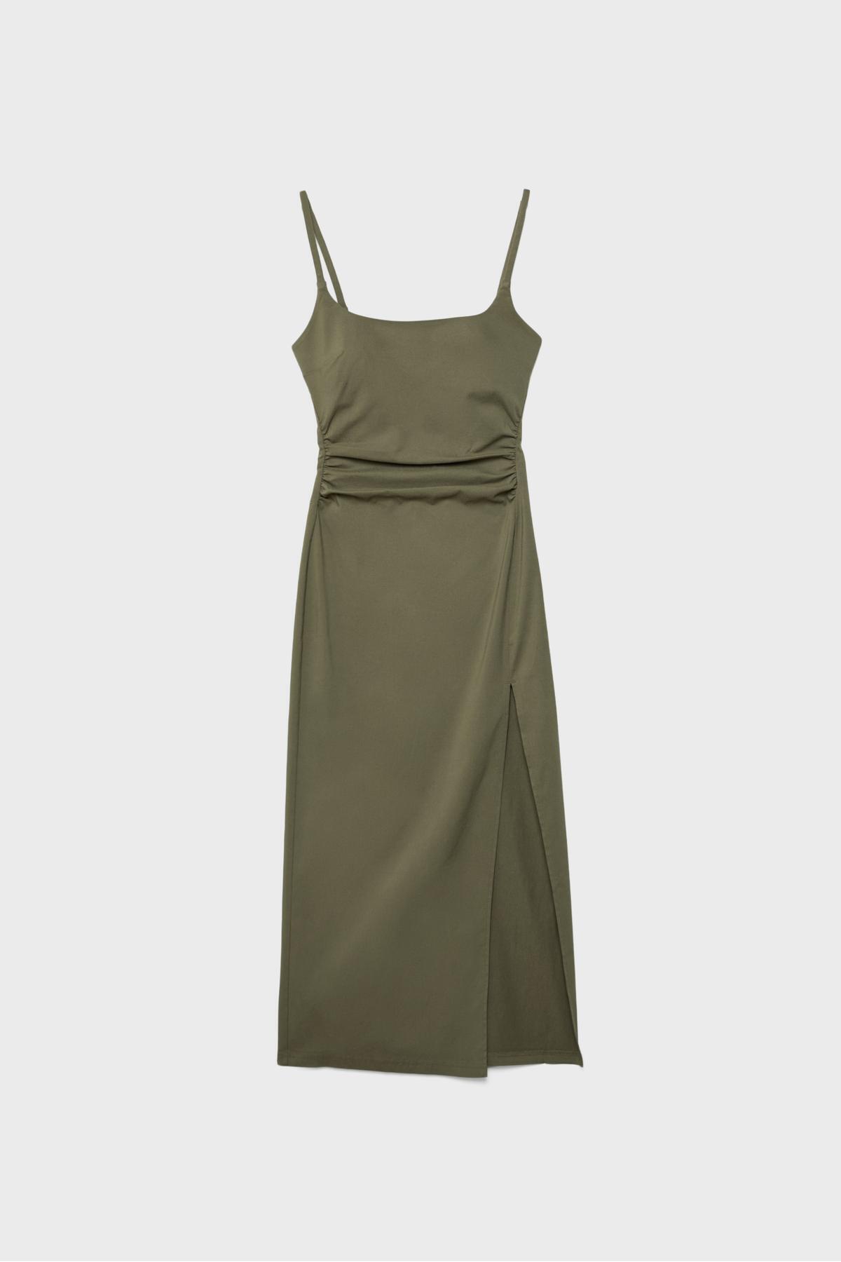 Stradivarius Kare yaka bengalin midi elbise görsel 6