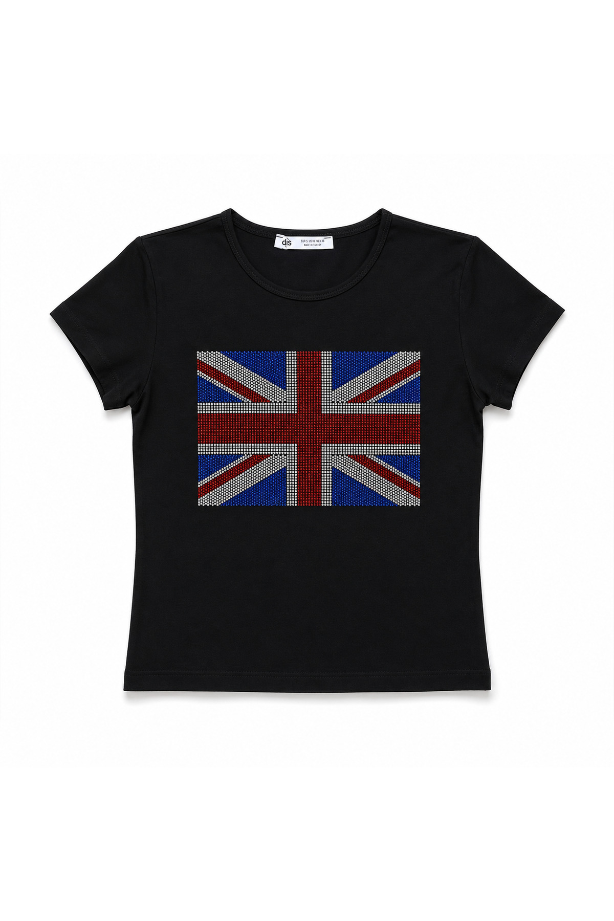 Butik Kadın İngiltere Taş Baskılı Baby Tee Crop Tshirt görsel 2