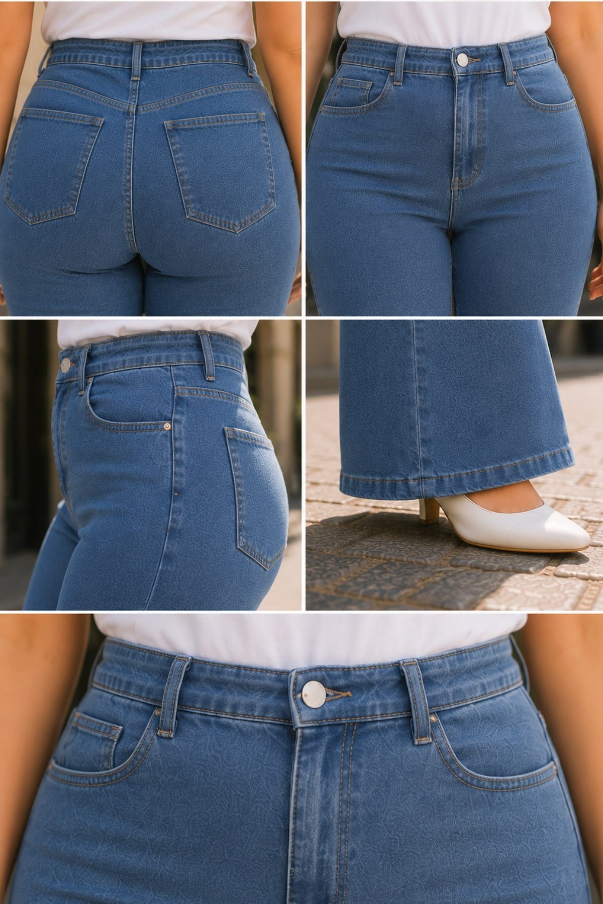 CEDY DENIM - Kadın Büyük Beden Ispanyol Paça Yüksek Bel Skinny Fit Likralı Pantolon C628-buz Mavi görsel 3