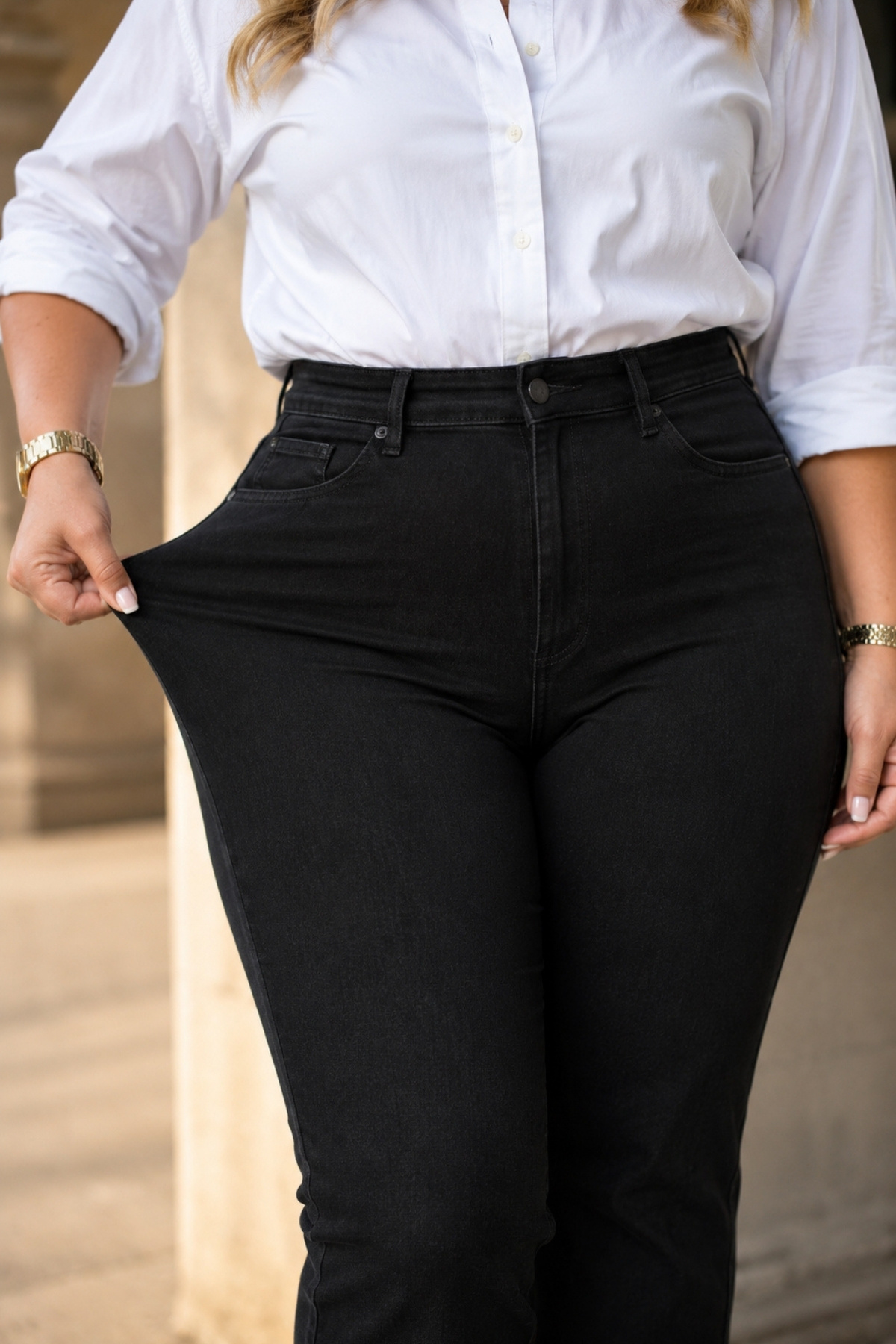 CEDY DENIM - Kadın Büyük Beden İspanyol Paça Yüksek Bel Skinny Fit Likralı Pantolon C628 görsel 5