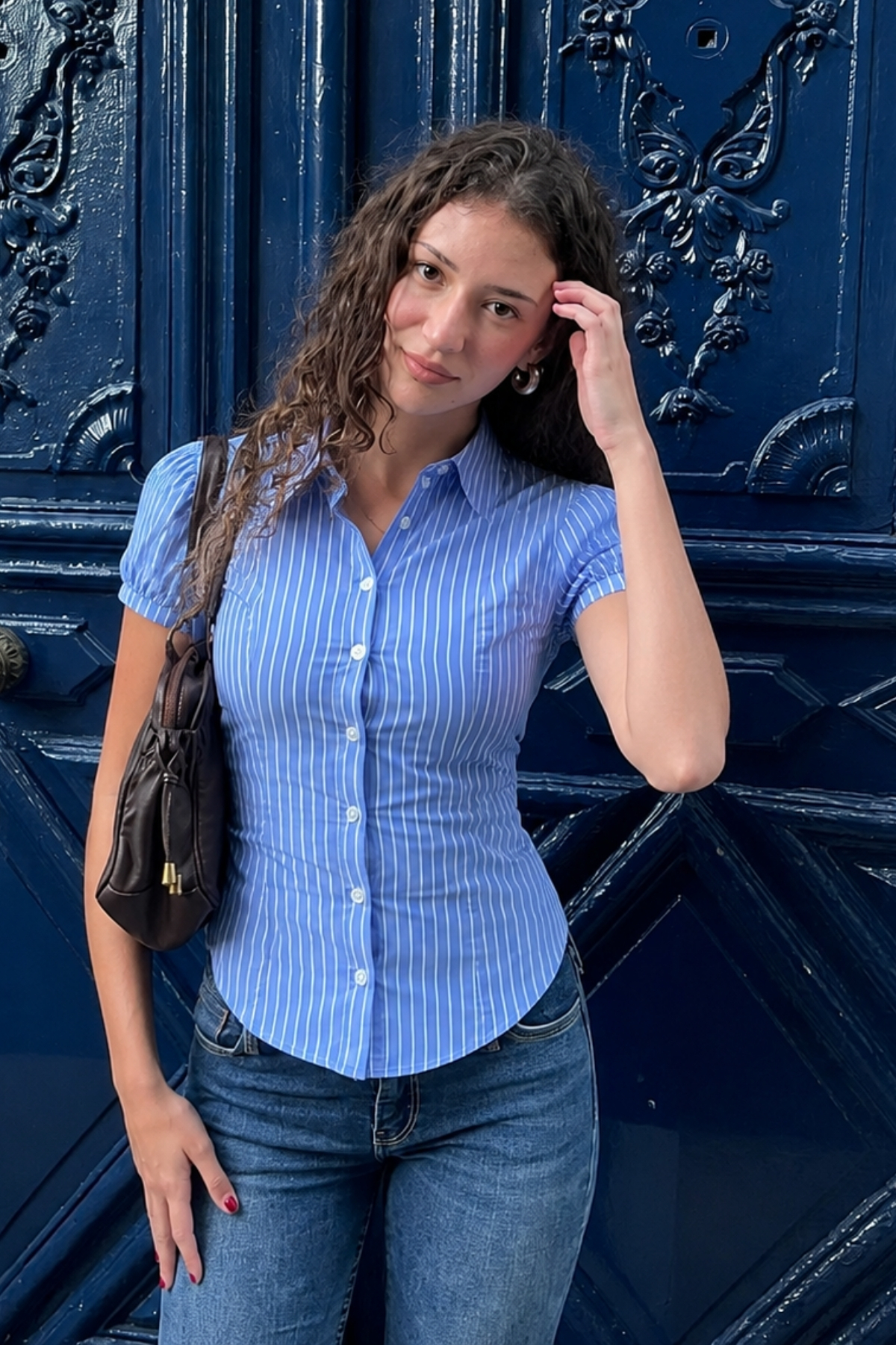 Hola Lady Kısa Kollu Vücuda Oturan Gömlek HL21