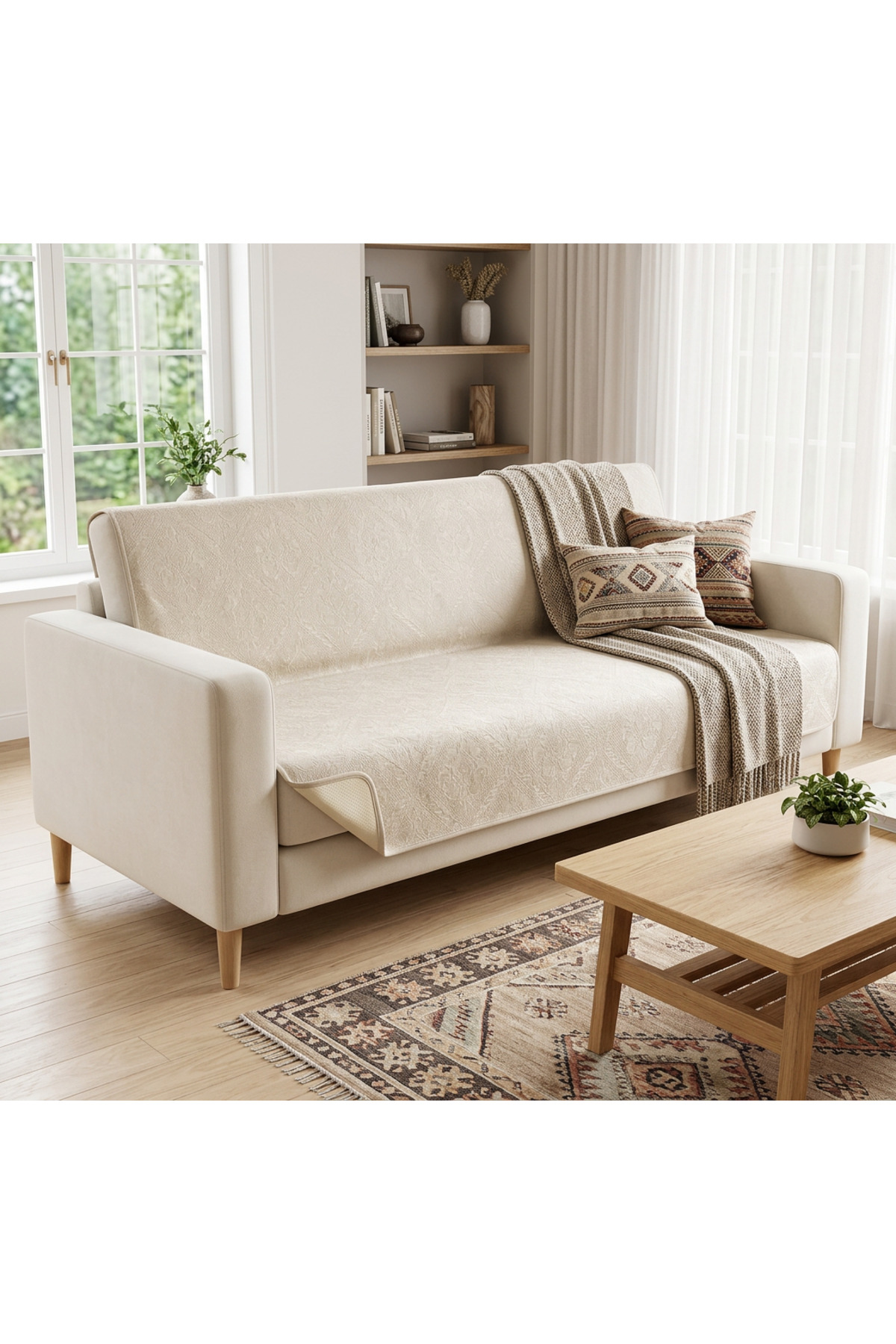 Brown Color Sofa Bed Cover with Sponge
