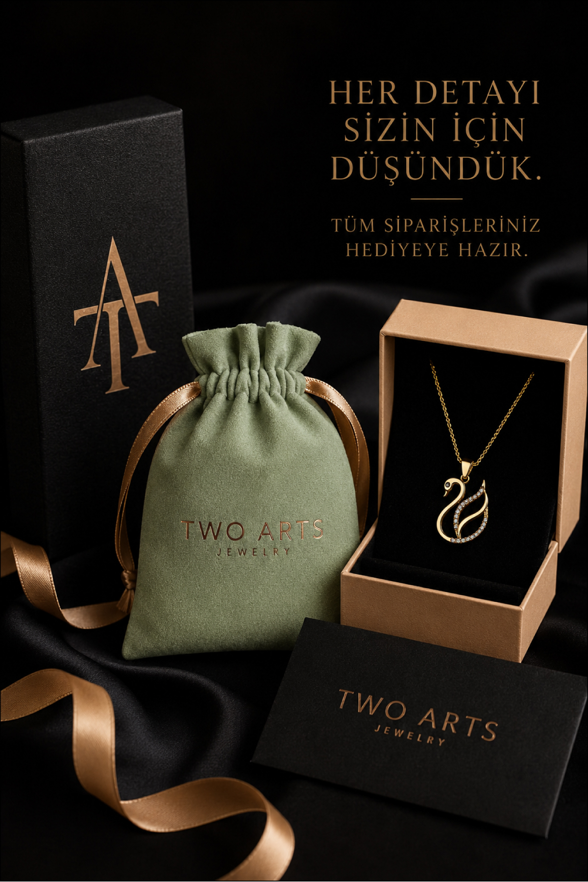 Two Arts Kadın 925 Ayar Gümüş Kuğu Kolye | 14K Altın Kaplama görsel 6