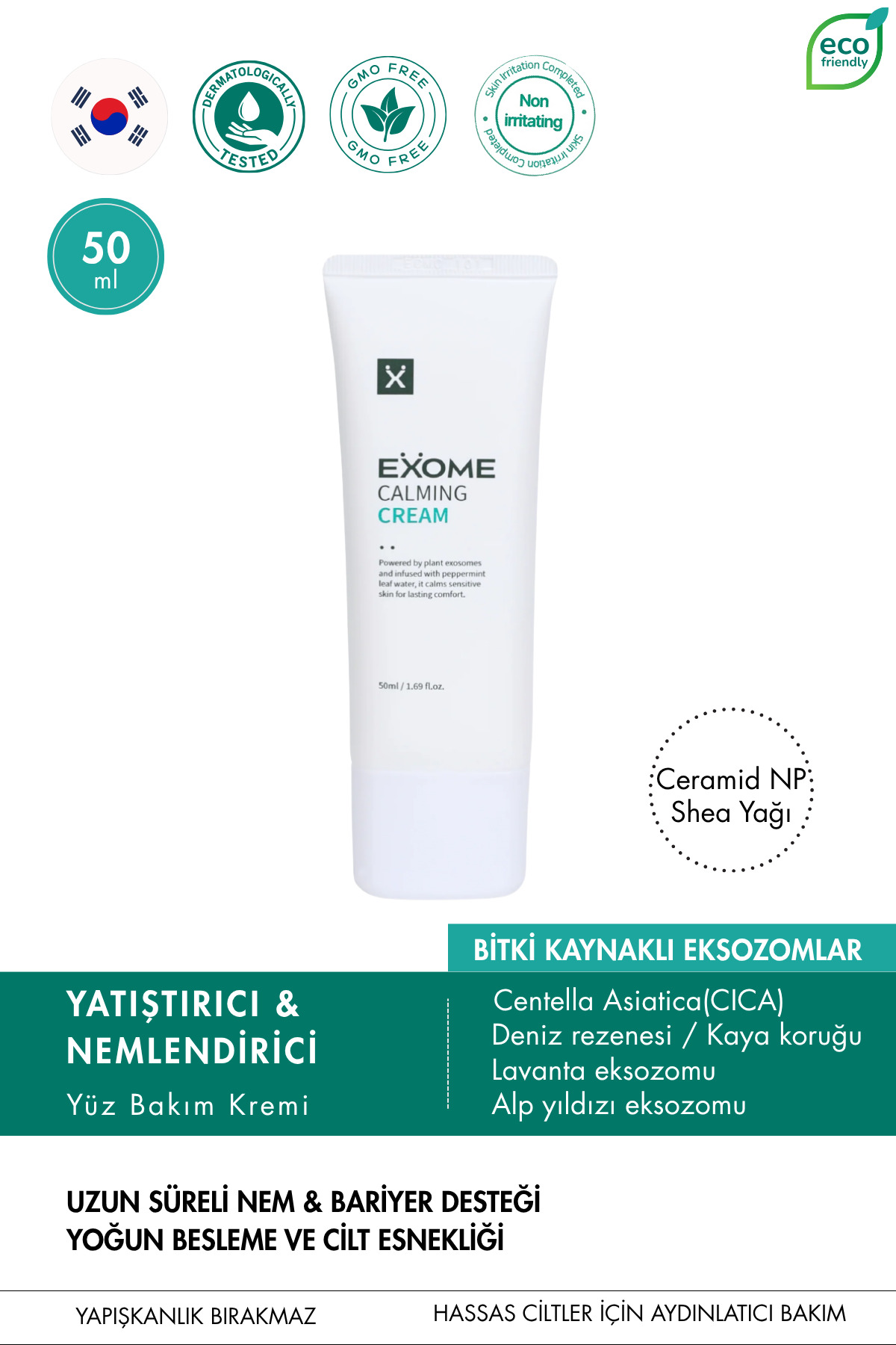 Exome Cica & Seramid NP Bariyer Kremi | Exosome Teknolojili Yatıştırıcı Bakım | Calming Cream | 50 ml — Exome002