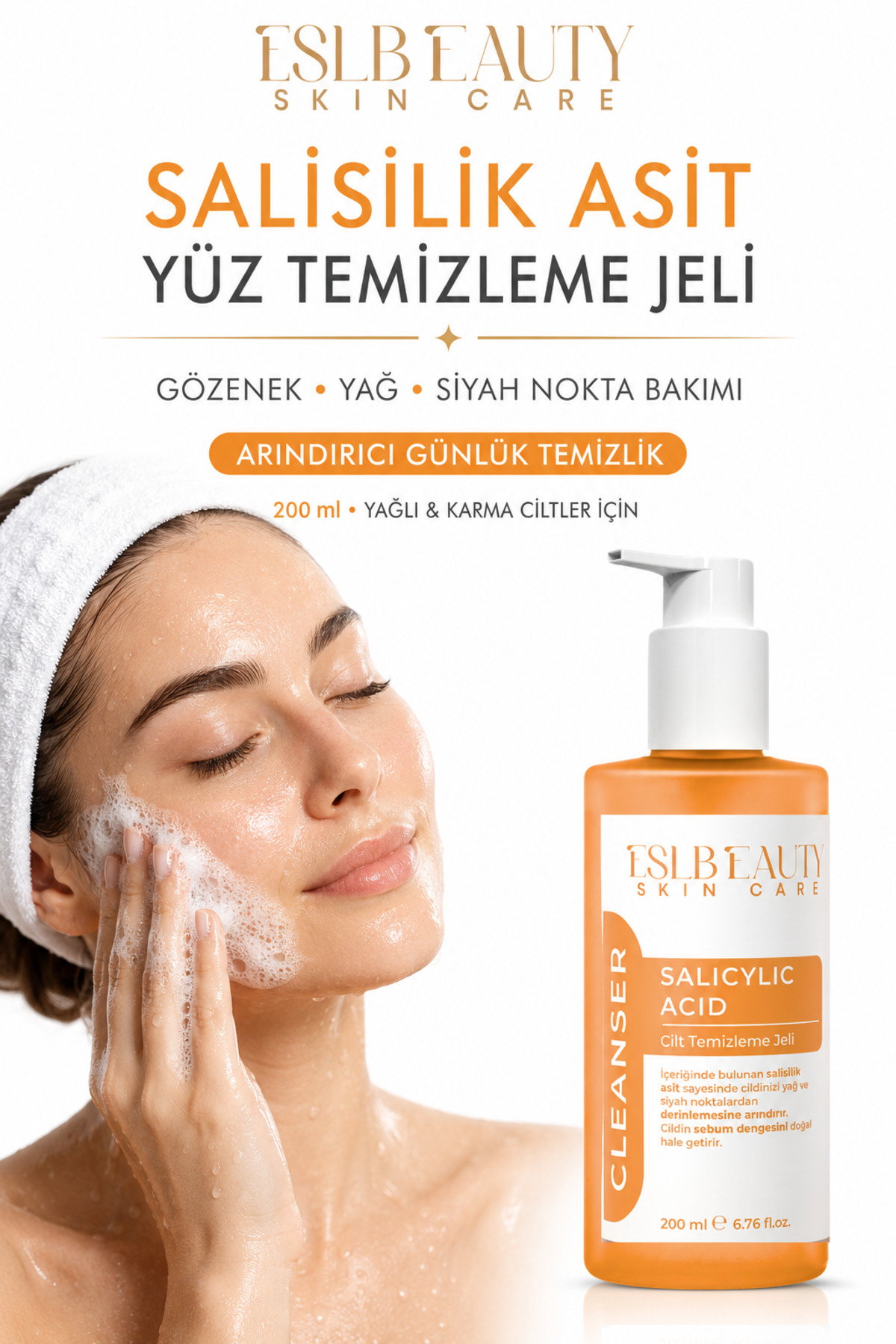 ESL Beauty Salisilik Asit Yüz Yıkama Jeli 200 ml – Gözenek Arındırıcı, Akne & Siyah Nokta Karşıtı — 2131421