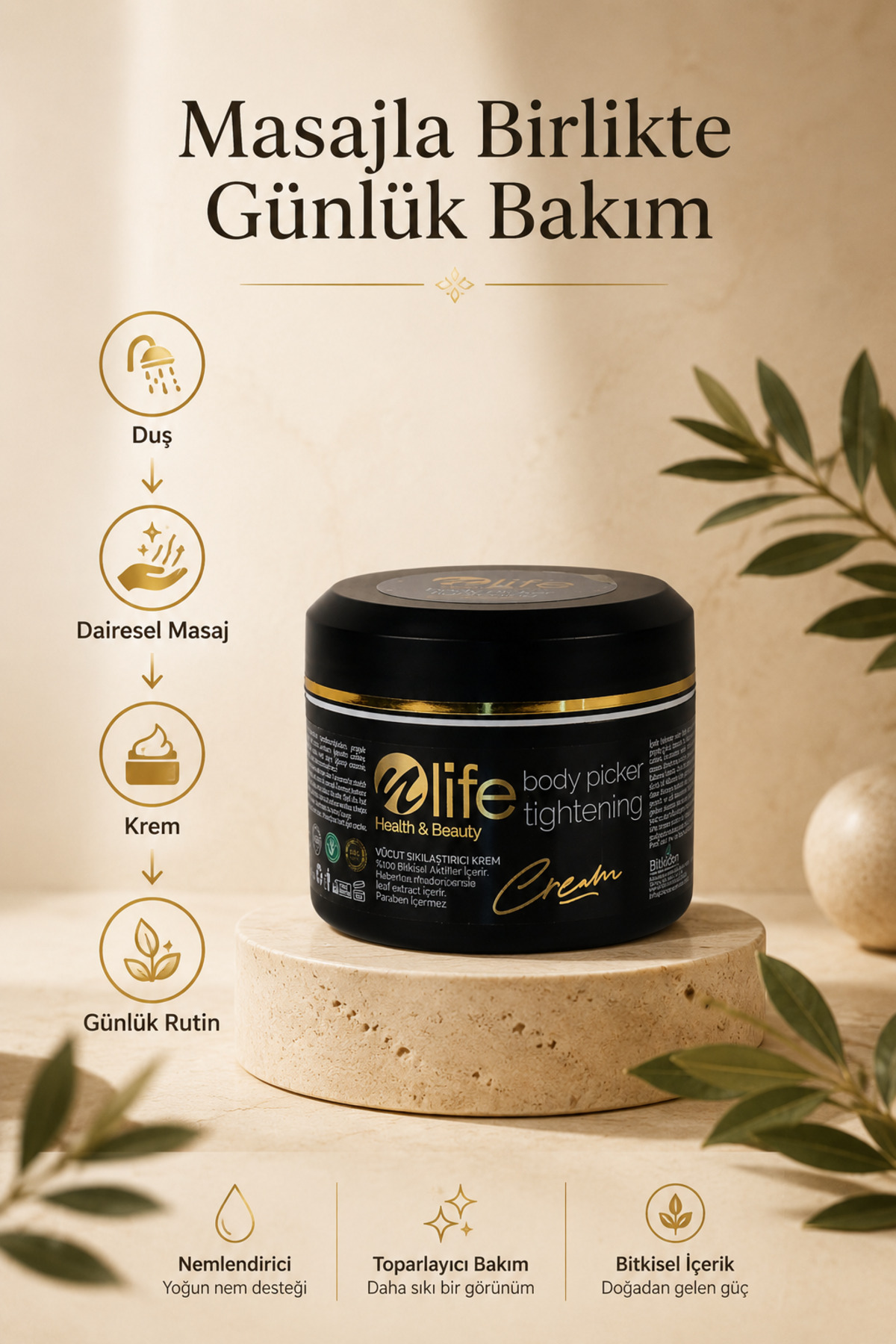 Toparlayıcı Sıkılaştırıcı Nemlendirici Selülit Karşıtı Body Tightening Cream 150ml Kafeinli Selülit Görünümü Karşıtı Nemlendirici — %100 Bitkisel Aktifler İçerir — تصویر 2 از 5