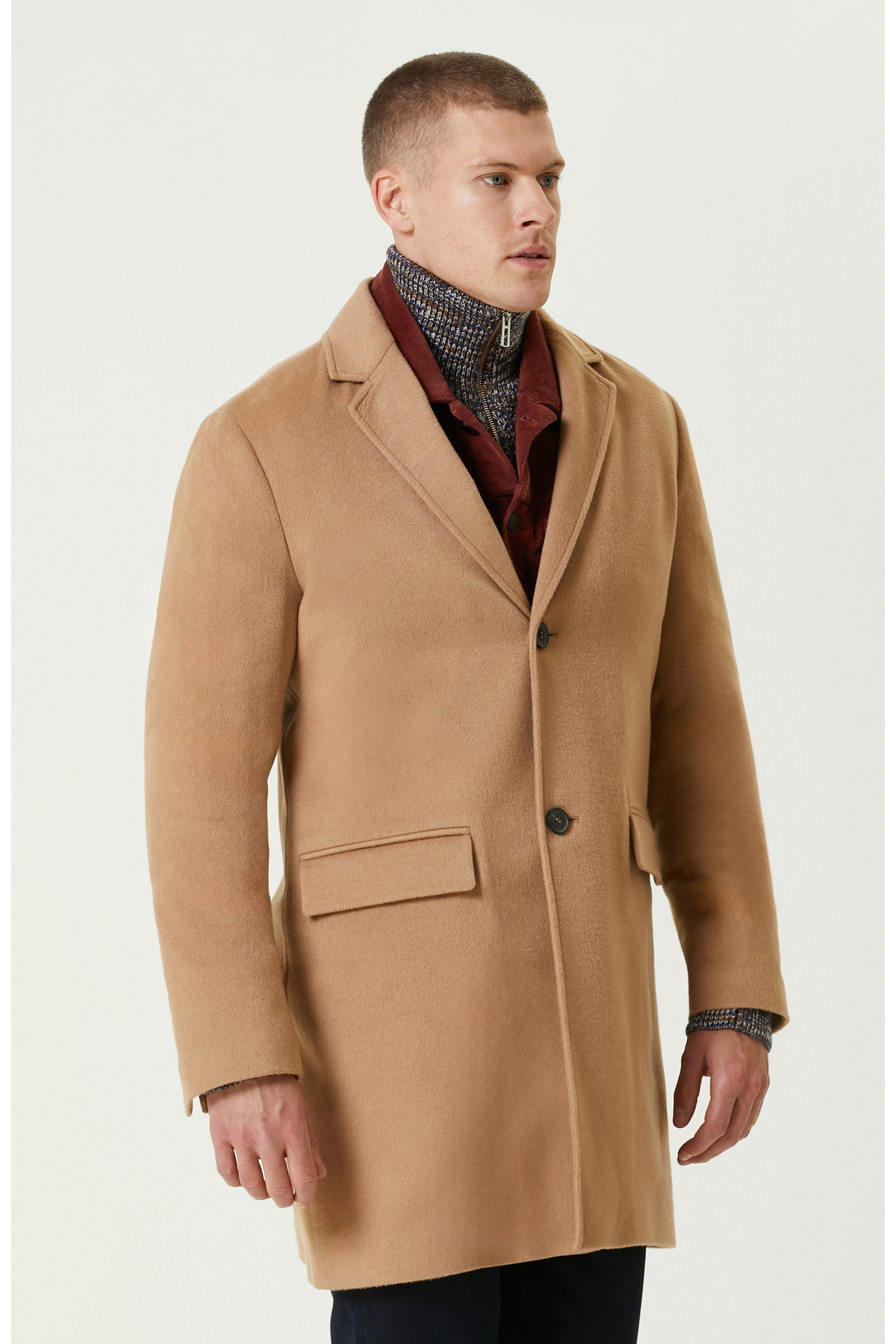 Network Limited Camel Kaşmir Palto görsel 4