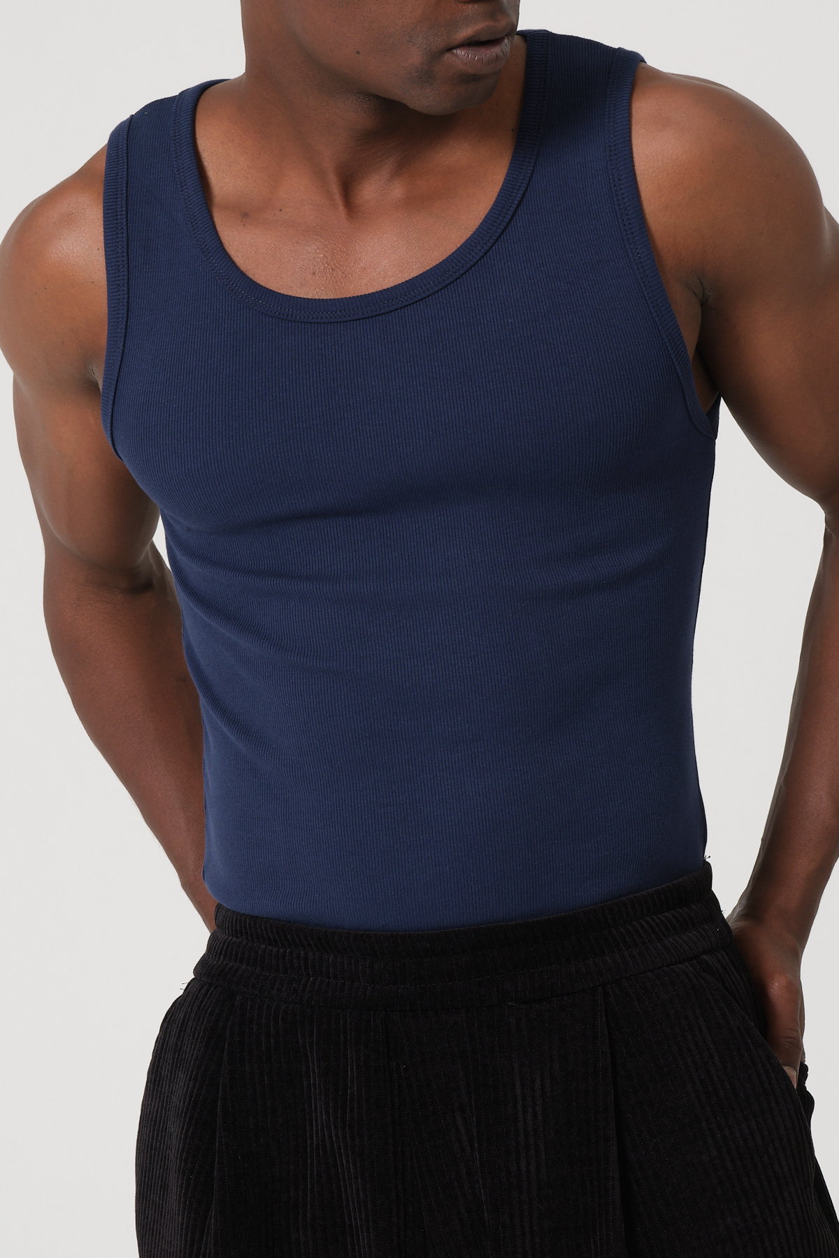 gamaro Erkek Halter Yaka slimfit Sporcu Likralı Atlet görsel 6