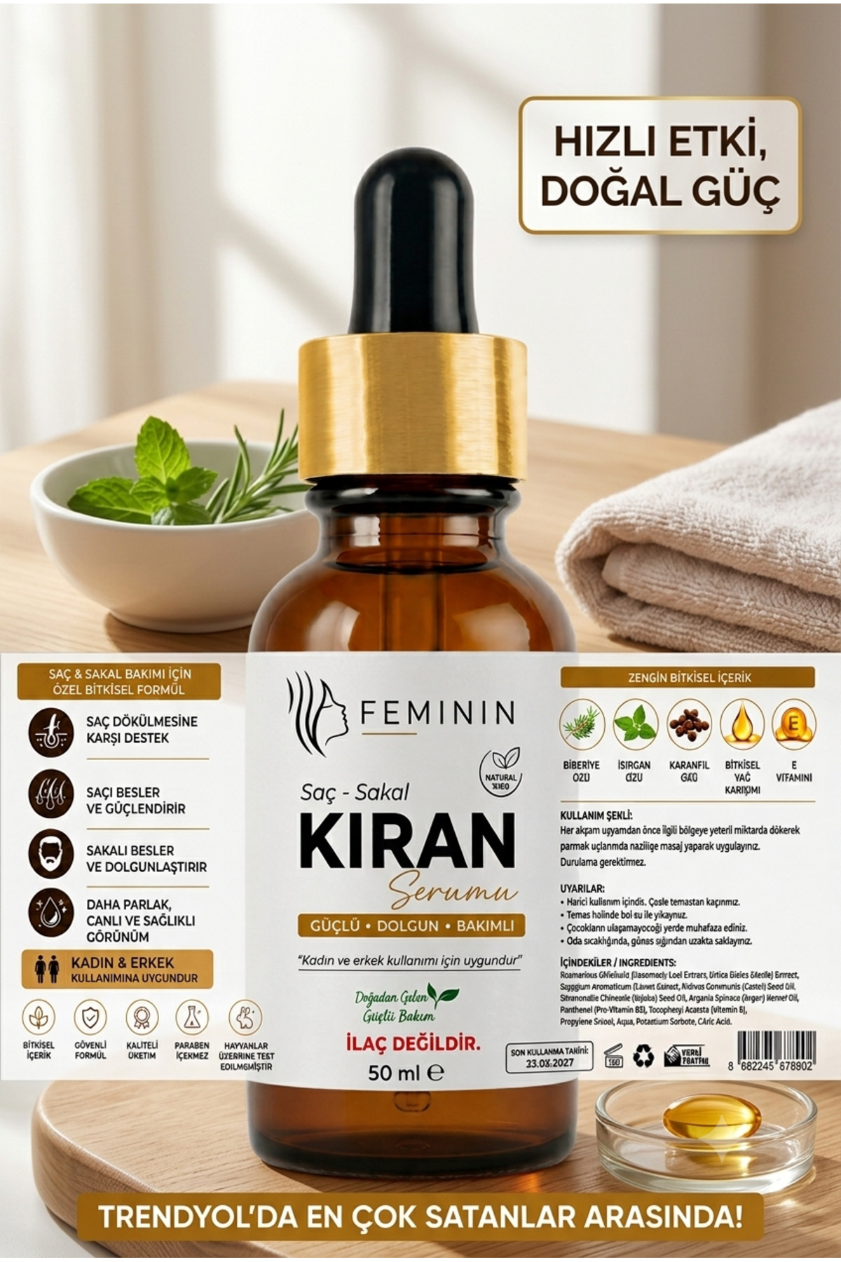 Genel Markalar KIRAN Serumu / Saç ve Sakal 50 ml | Saç ve Sakal Bakım Yağı — kıran252525