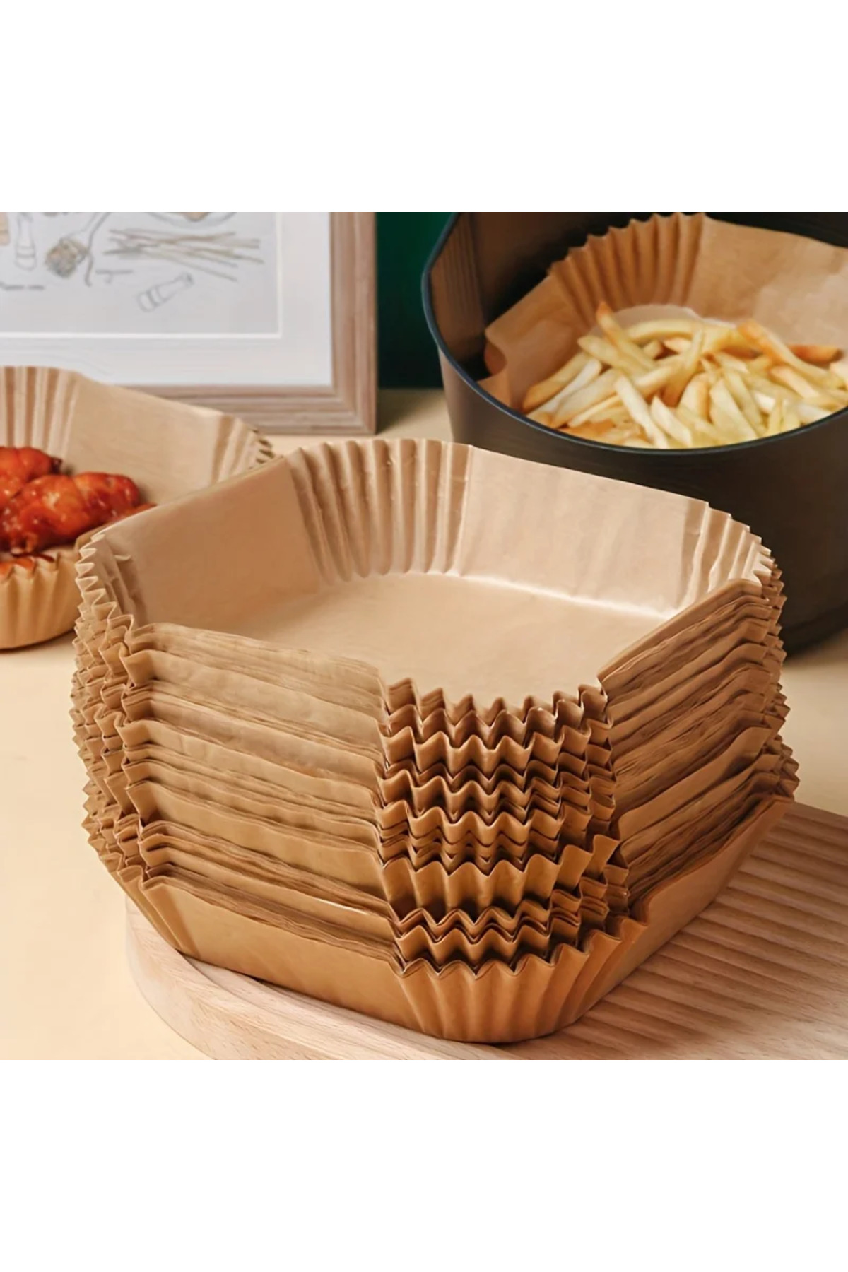 Choice 50pcs 23CM Disposable Air Fryer Paper Liners: Oil & Water-Proof Baking...