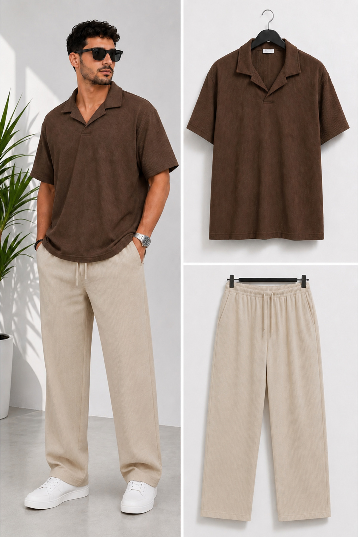 WENMİNG Men's Bürümcük T-Shirt Tracksuit Summer Casual Top and Bottom Set