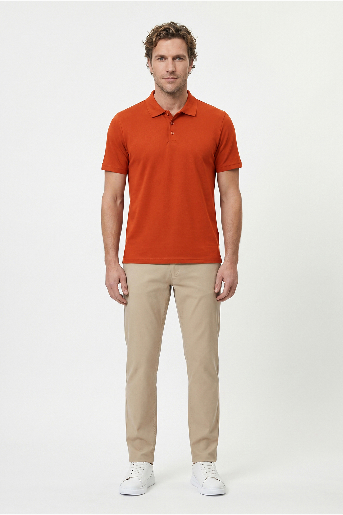 Kiğılı Polo Yaka Regular Fit Nakışlı Pamuklu Tişört görsel 3