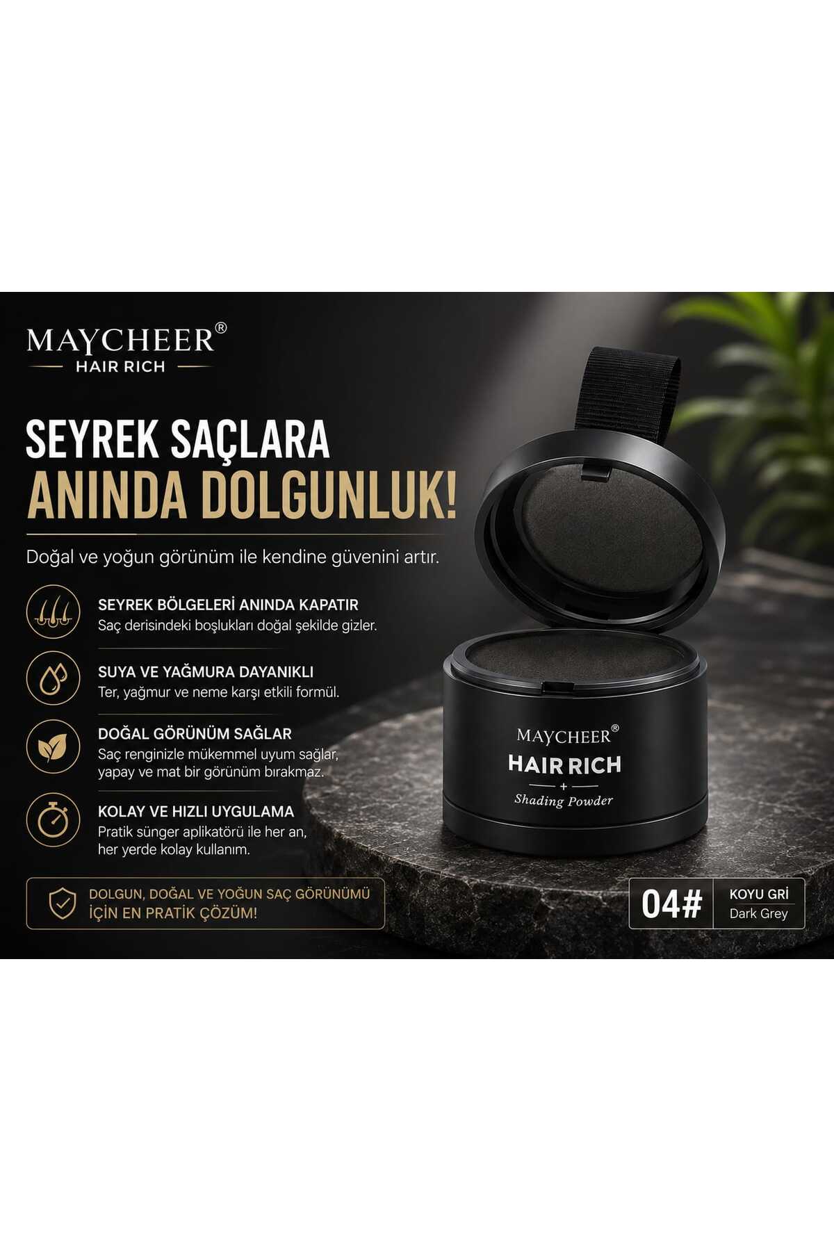 Hair Rich Saç ve Kaş Gölgelendirme Pudrası Kaş doldurma kaş farı kaş topik — مشکی 1001303030 — تصویر 4 از 8