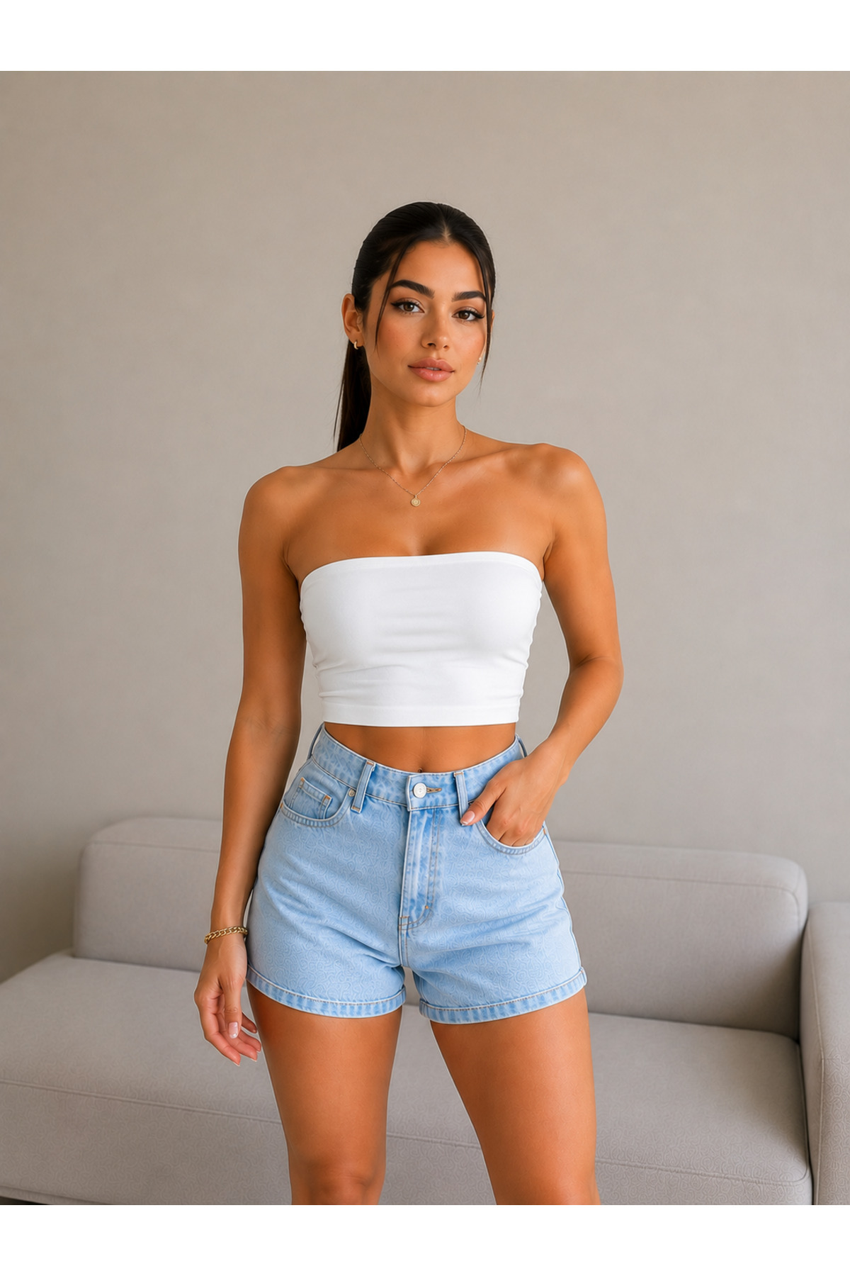 DiaSia Premium Kadın Straplez Büstiyer Crop Top Esnek Spor Gündelik Kombin görsel 5