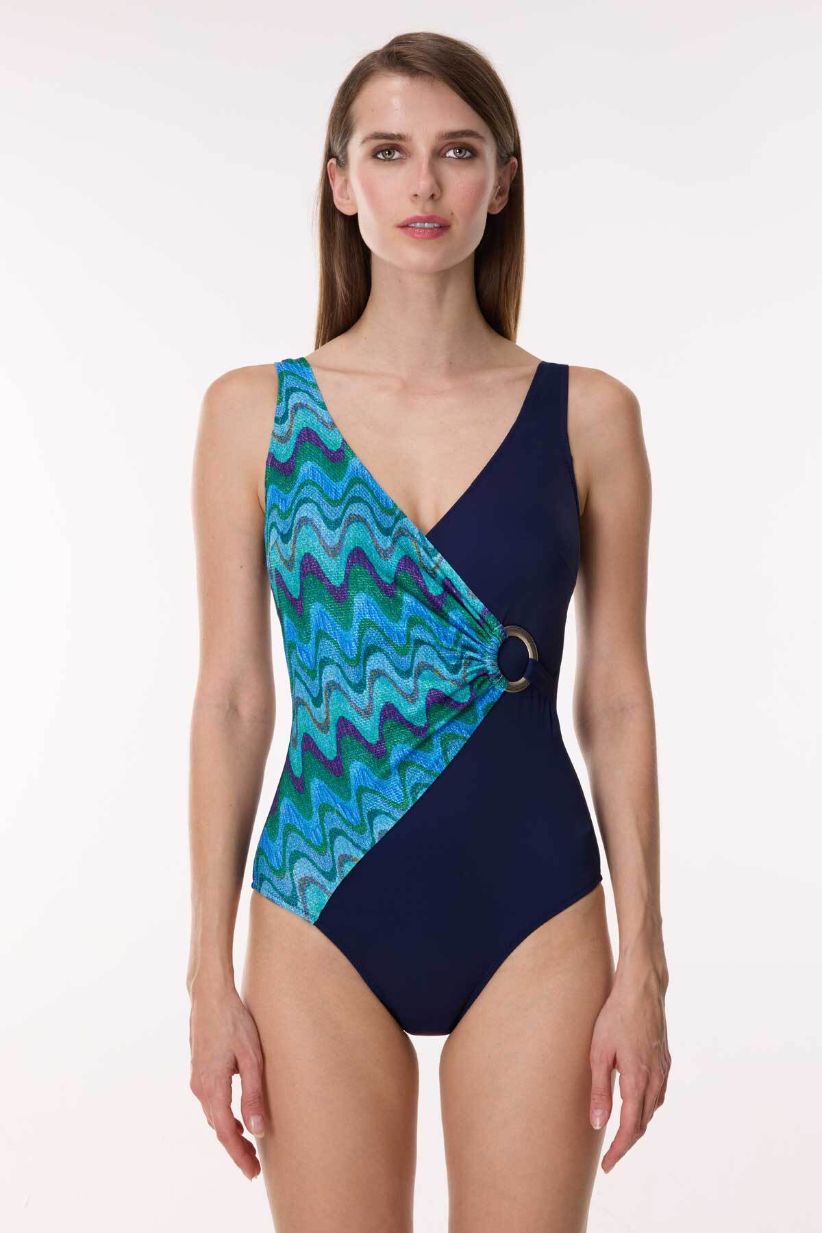 4306 Blue Glitter Wrap Swimsuit