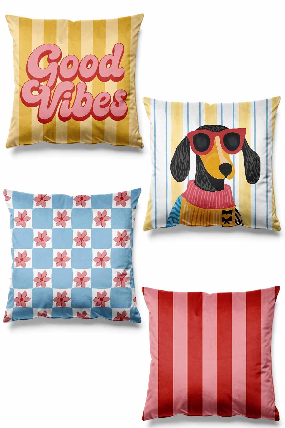 Double Sided Printed Men's Sweater Patterned 4-Piece Set Suede Pillowcase