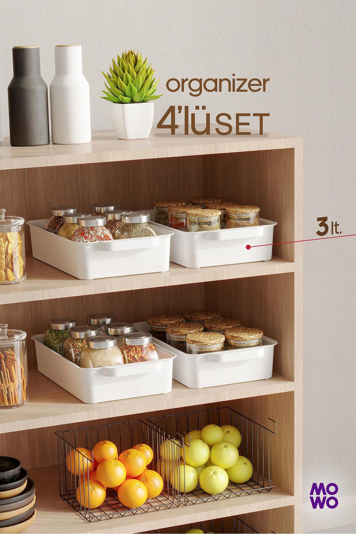 4 Pieces 3 Liters Kitchen Organizer, Refrigerator Organizer, Bathroom Organizer, Organizer, Storage Container