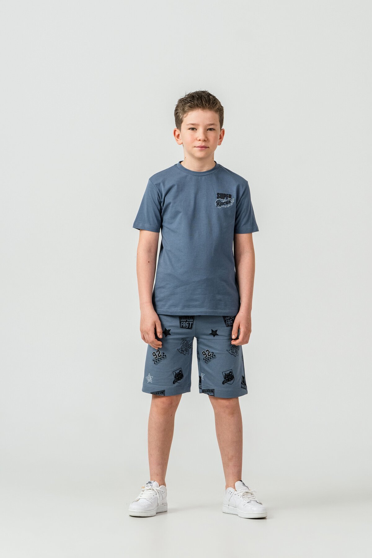 Super Racer Printed Boys Shorts - T-Shirt Set