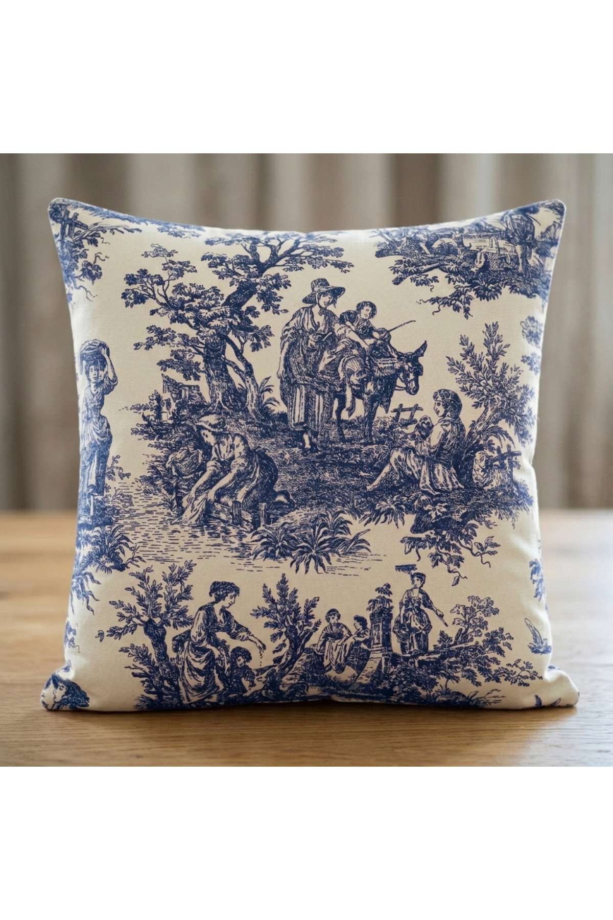 50x50 Cm English French Villagers Rustic Vintage Decorative 2 Pillow Cushion Cover Set
