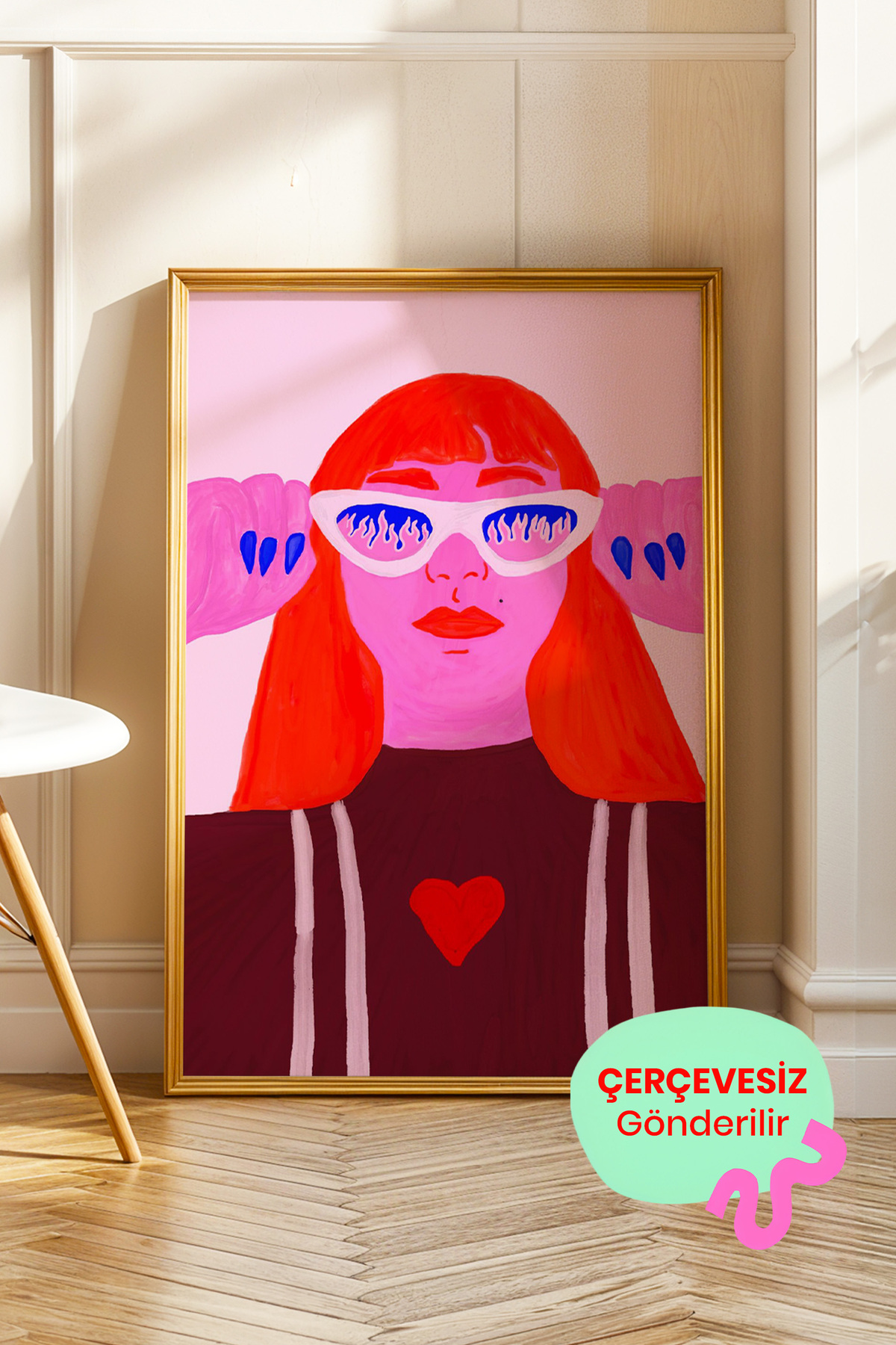 Pop Art Kadın Portre Tablo Poster Modern İllüstrasyon Duvar Dekoru Çerçevesiz